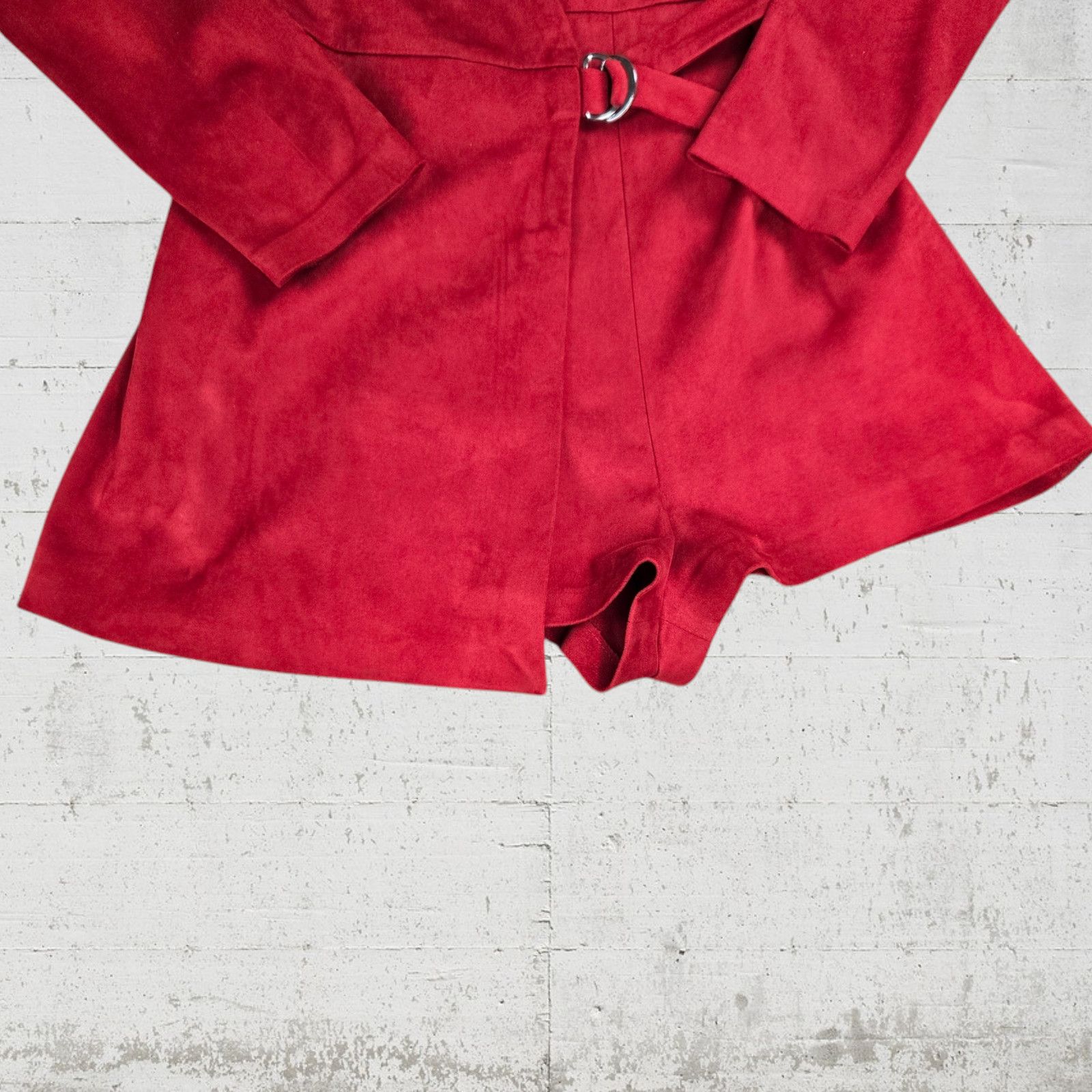 Zara Zara Red Faux Suede Deep V Neck Romper Size Small Size 27" / US 4 / IT 40 - 4 Thumbnail