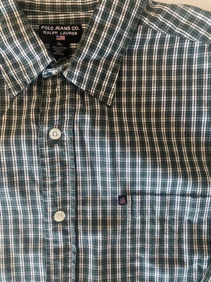 Polo Ralph Lauren Polo Jeans Co. Green White Plaid Button Up Size US XL / EU 56 / 4 - 5 Thumbnail