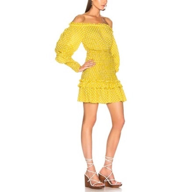 ALEXIS Alexis Marilena Smocked Polka Dot Off Shoulder Mini Dress L Size L / US 10 / IT 46 - 12 Thumbnail
