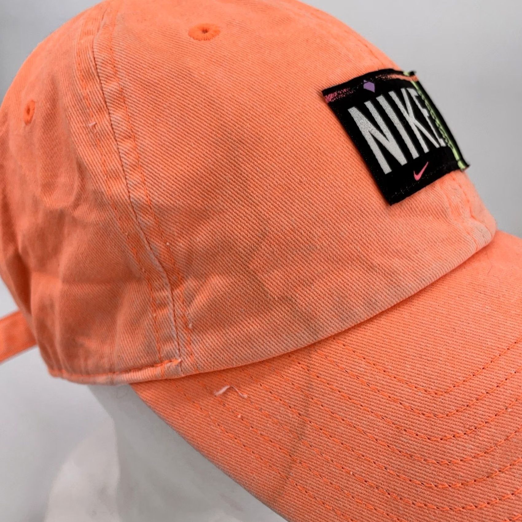 Nike VINTAGE Nike Hat Cap Strap Back Mens One Size Neon Orange Heritage86 Patch Dad Hat Size ONE SIZE - 5 Thumbnail