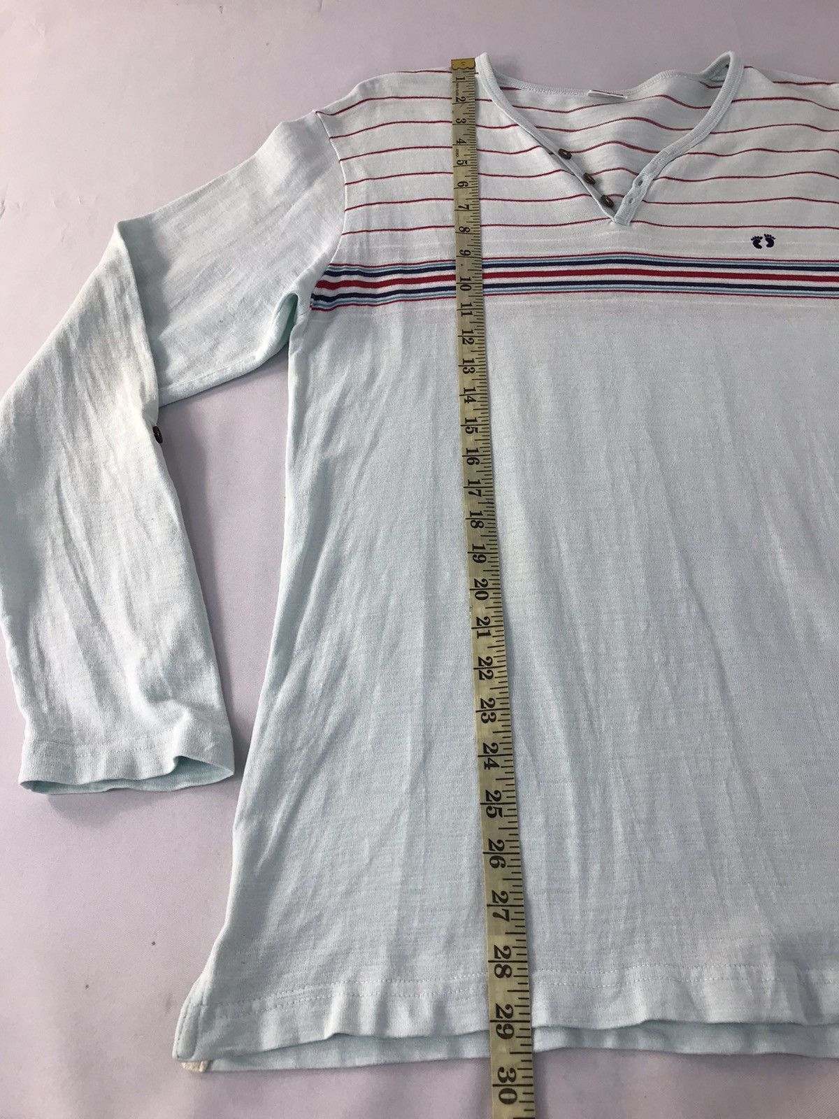Hang Ten × Japanese Brand Vintage Hang Ten Half Button Design Striped Long Sleeve Size US M / EU 48-50 / 2 - 11 Thumbnail