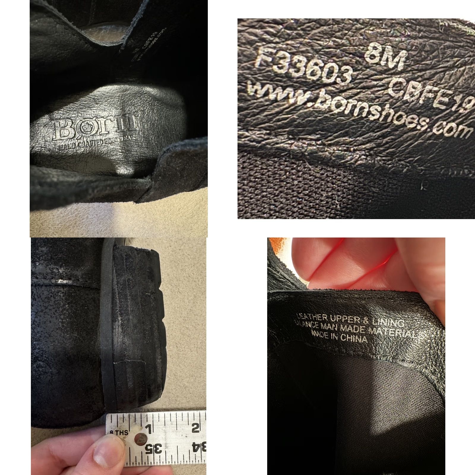 Born Born Kerri Boot Low Block Heel Black Leather Distress Bootie Women's 8M Boho Size US 8 / IT 38 - 9 Thumbnail