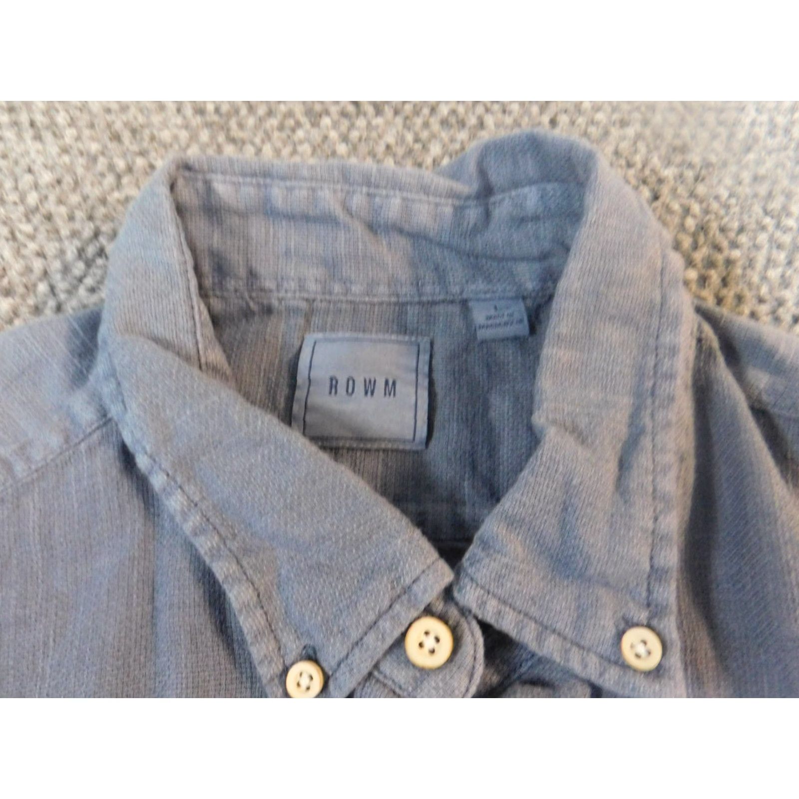 Vintage Rowm Mens Shirt Large Blue Floral Print Casual Button Down Short Sleeve Cotton Knit Button-Up Collar-Down Regular Mens Size US L / EU 52-54 / 3 - 4 Thumbnail