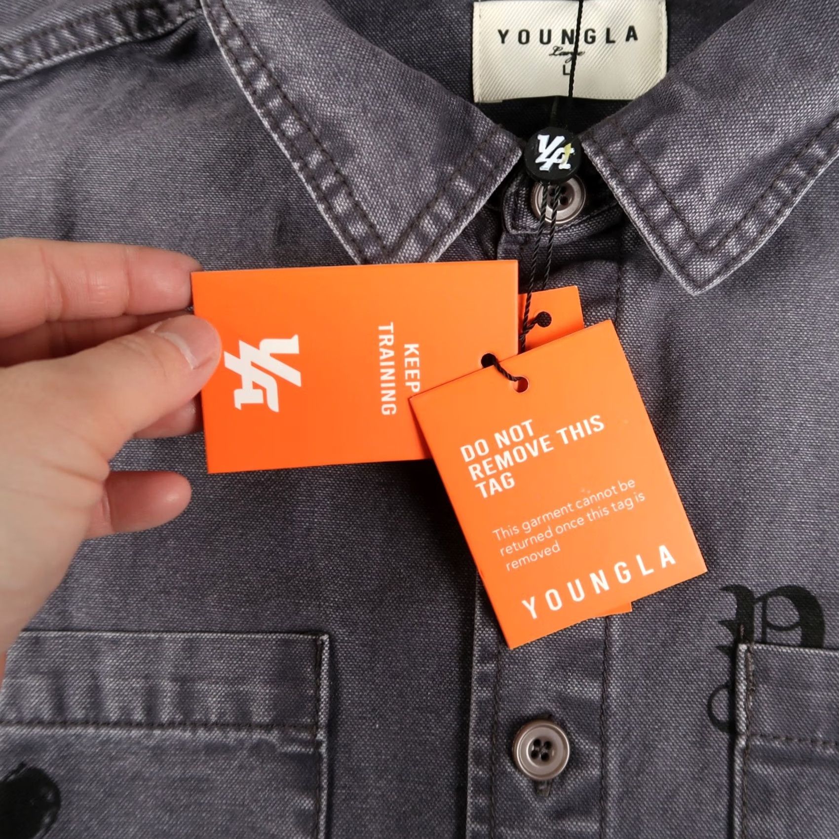 YoungLA VINTAGE YoungLa Denim Button Shirt Men L Gray Western Cowboy sleeveless crop Size US L / EU 52-54 / 3 - 5 Thumbnail