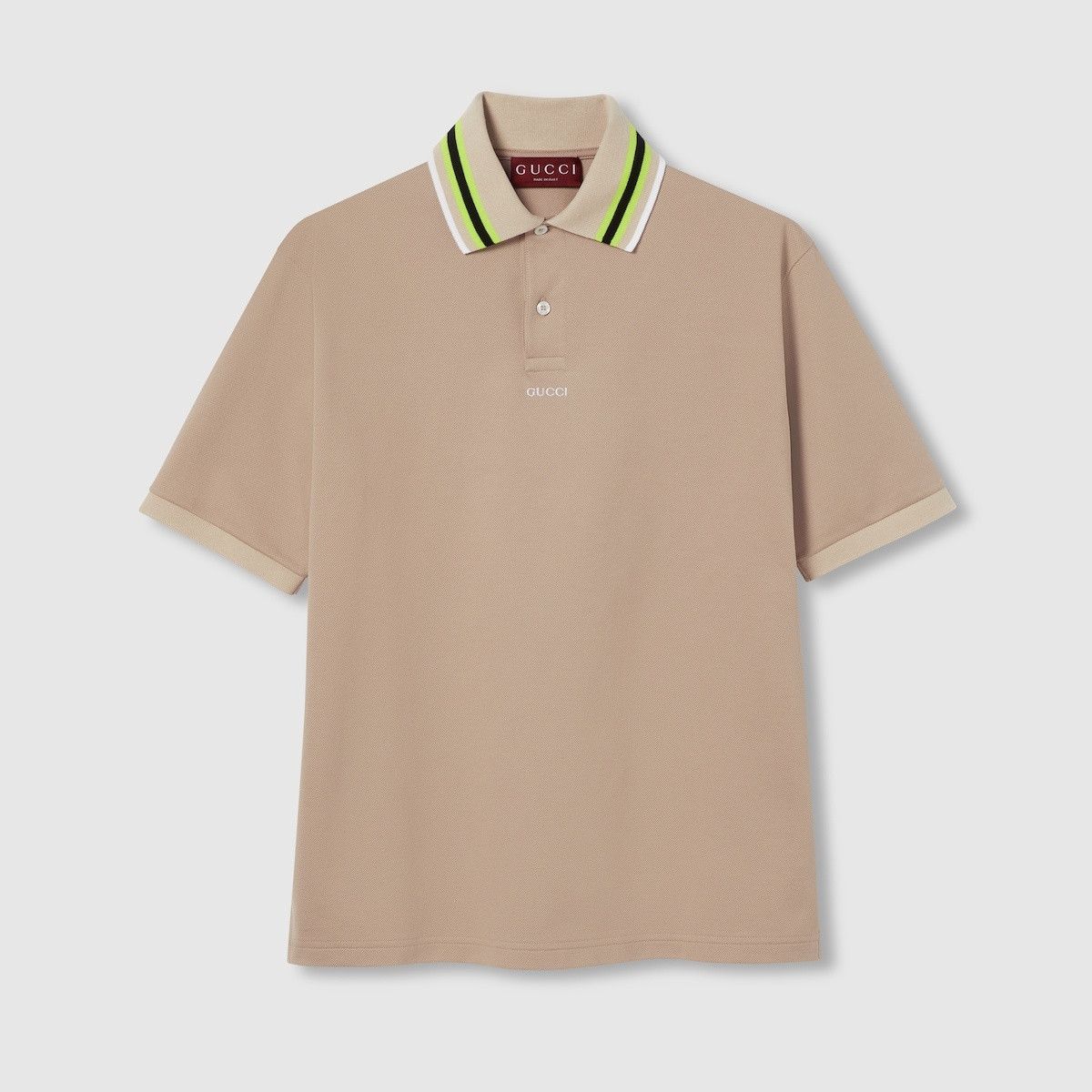 Gucci o1s1wg111025 Cotton Piquet Polo Shirt in Beige Size US S / EU 44-46 / 1 - 1 Thumbnail