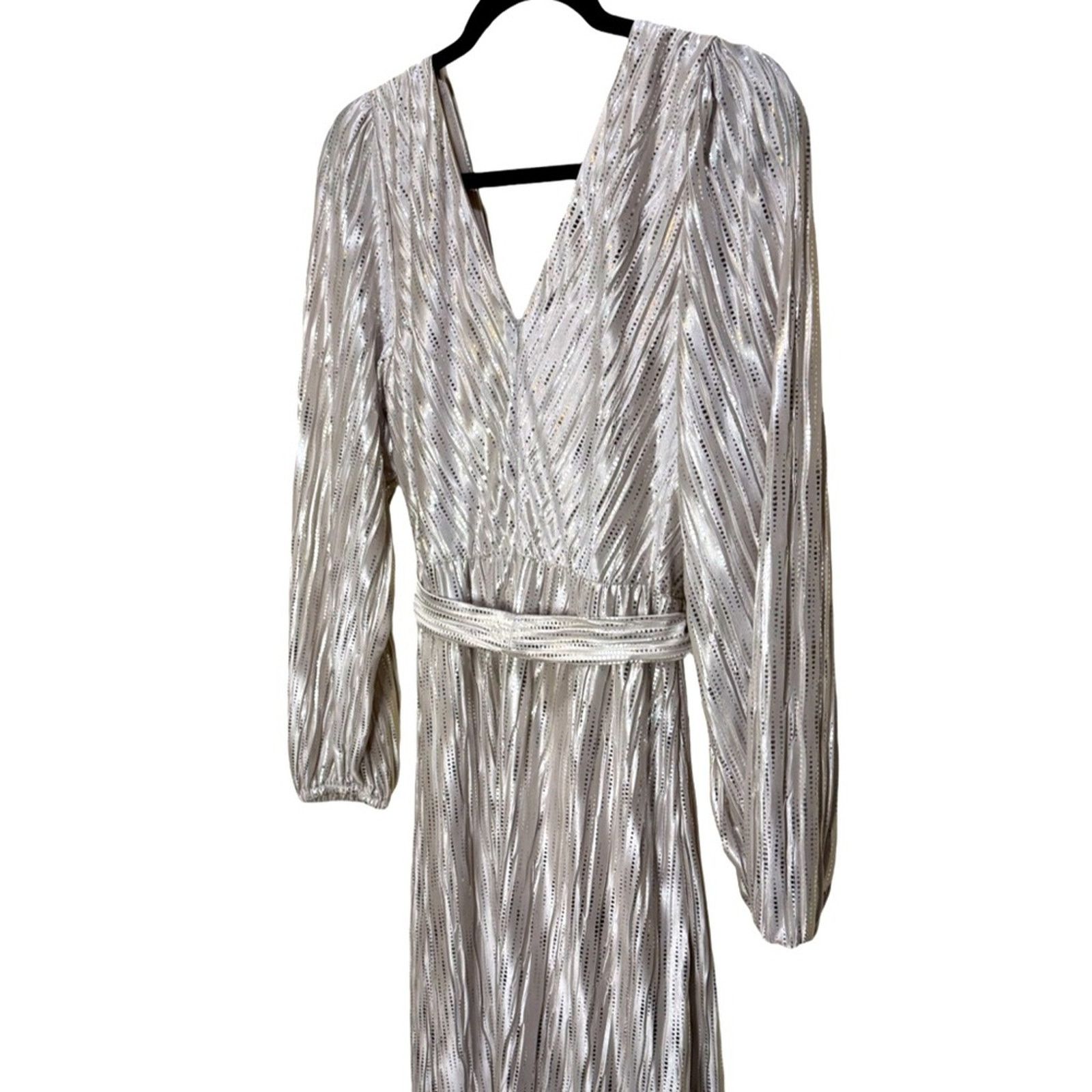 Guess Guess Womens Metallic Faux Wrap Hi-Lo Maxi Dress Champaign Size L / US 10 / IT 46 - 8 Thumbnail