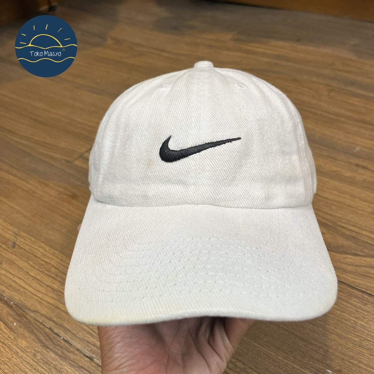 Nike × Vintage Vintage Nike 90’s Embroidered Swoosh Cap Green Visor - White Size ONE SIZE - 1 Thumbnail