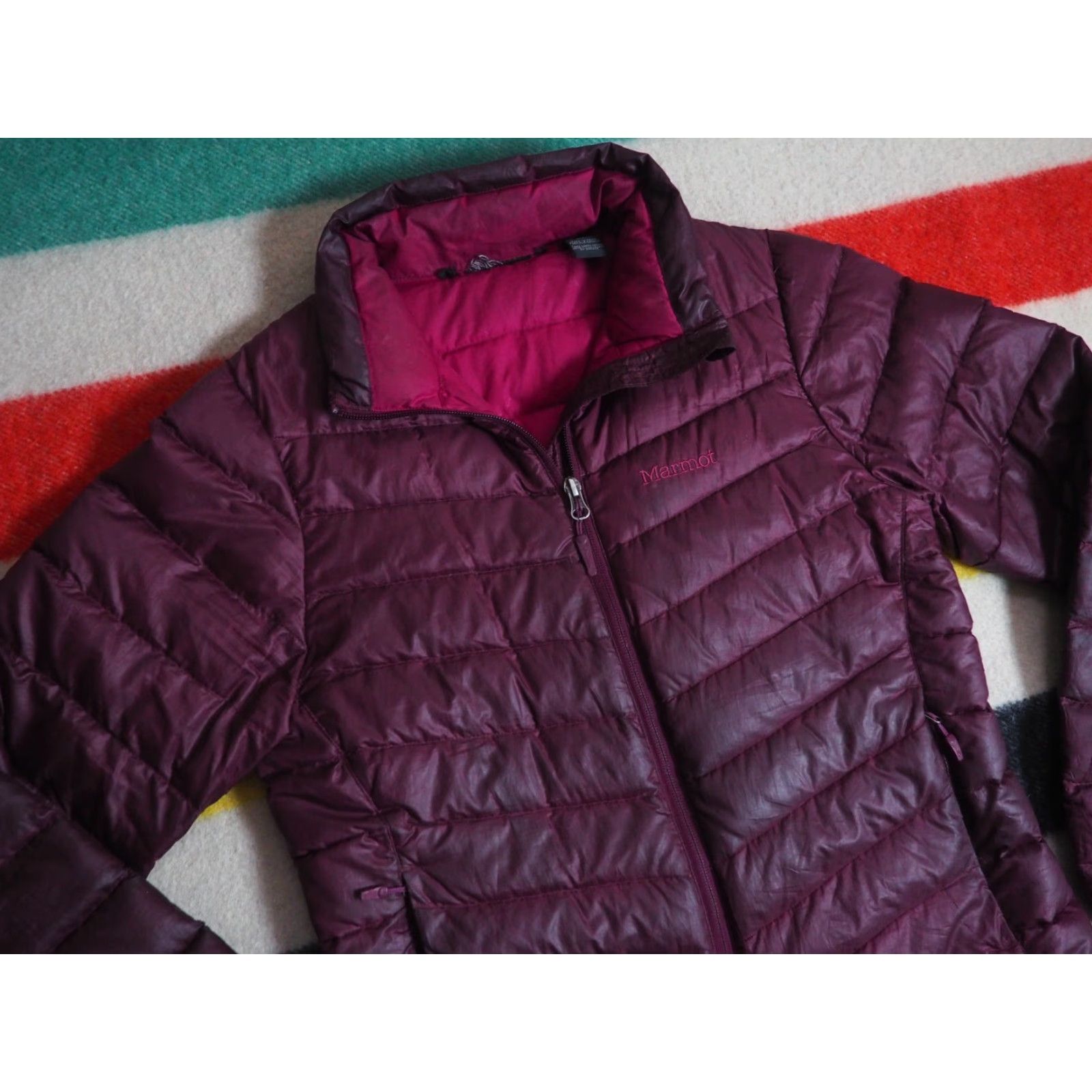 Marmot MARMOT Jacket Women S Plum Purple Goose Down Full Zip Logo Outdoor Hiking Puffer Size S / US 4 / IT 40 - 2 Thumbnail