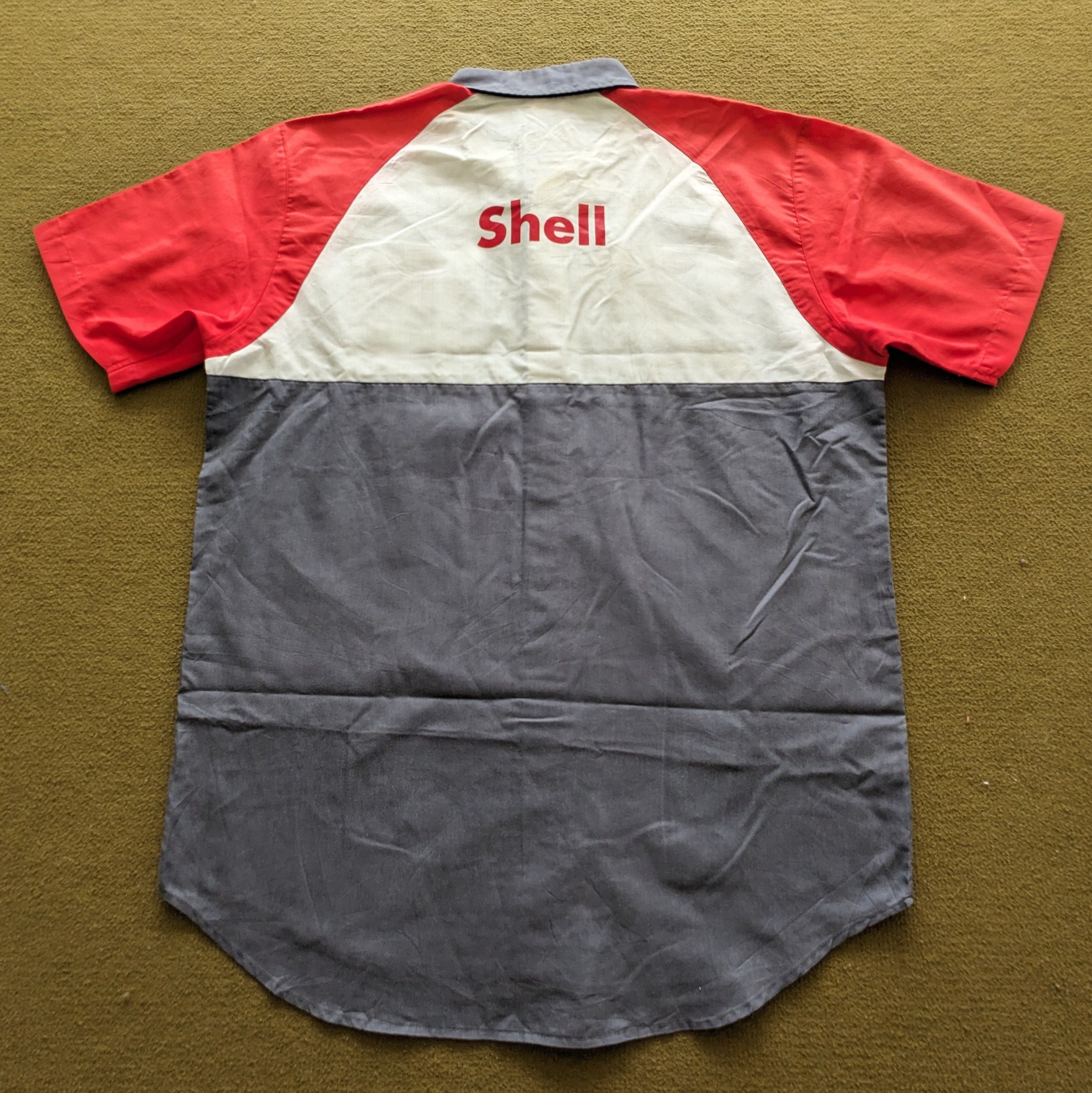 Vintage Vintage 90's SHELL Uniform Workers Shirts Size US XL / EU 56 / 4 - 3 Thumbnail
