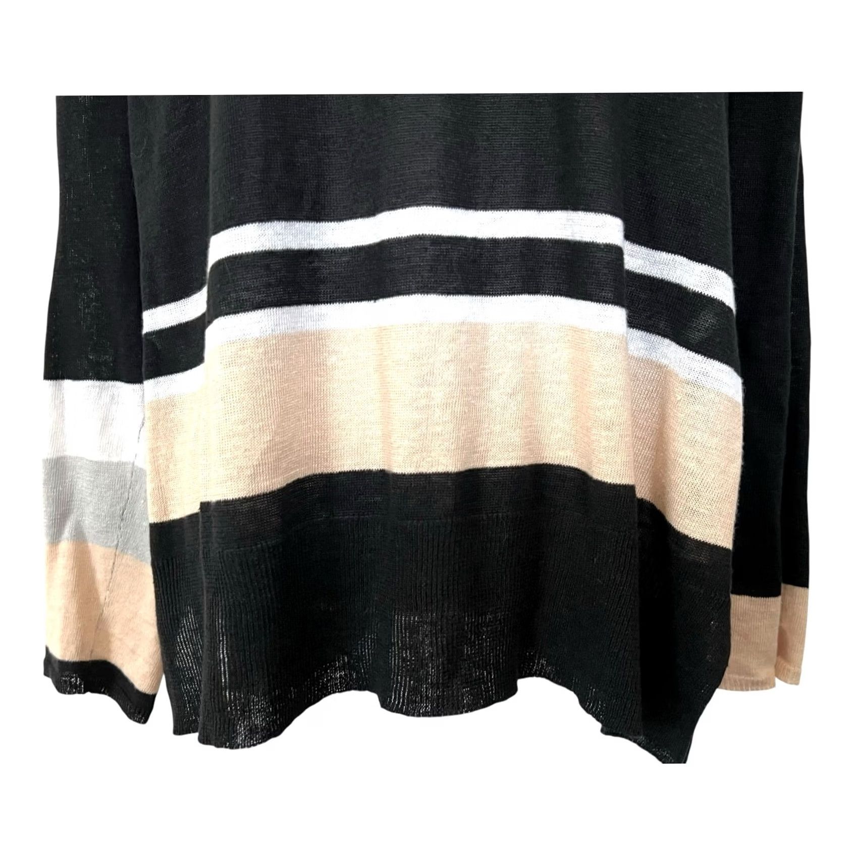 Vintage Lisa Todd 100% Linen Sweater Long Sleeve Black Beige Lightweight Plus Size 1X Woman Pullover Linen 1X Womens Black Beige Long Sleeve Size XL / US 12-14 / IT 48-50 - 3 Thumbnail