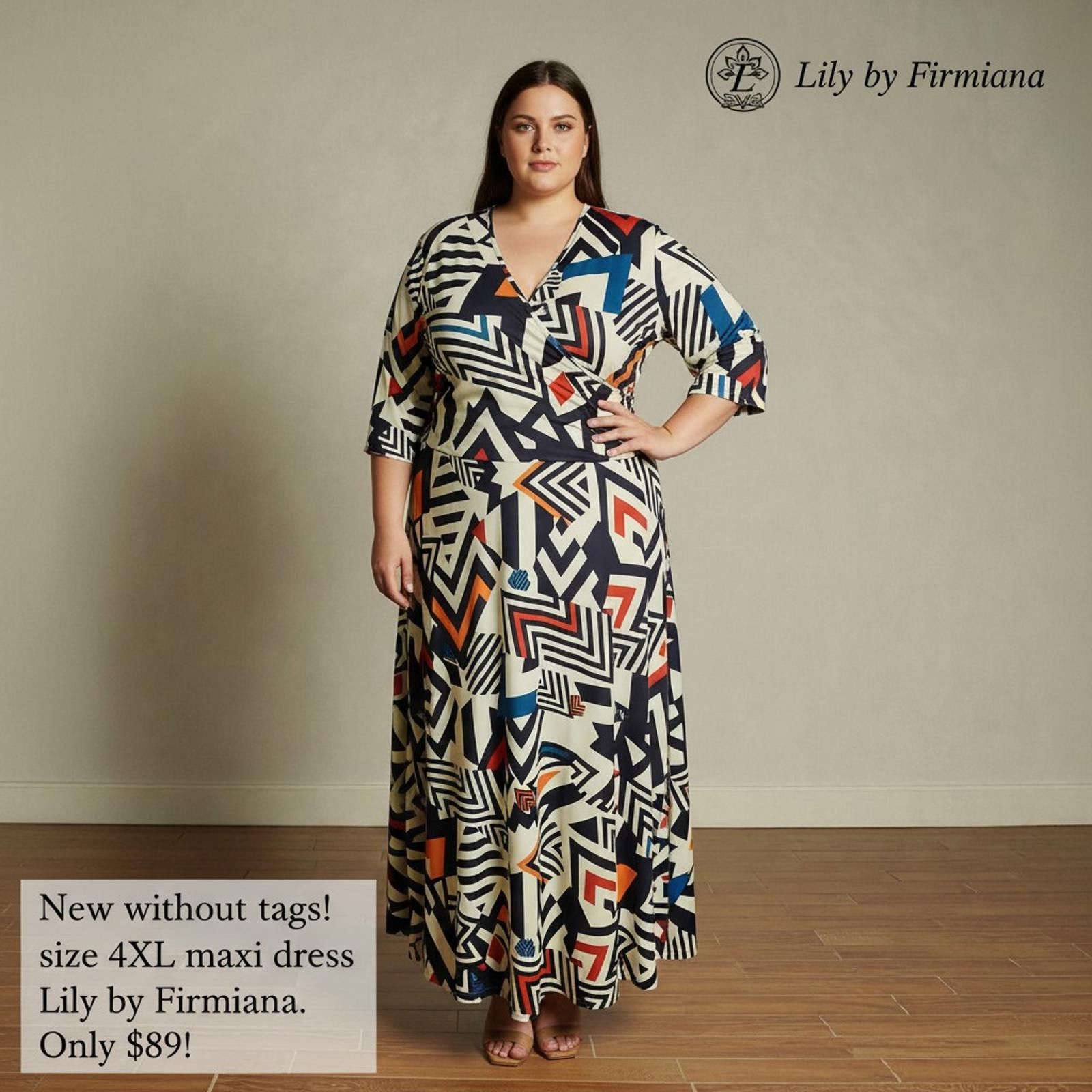Other Geometric Print Maxi Dress Size 4XL by Lily by Firmiana Size 4XL / US 24-26 - 2 Thumbnail