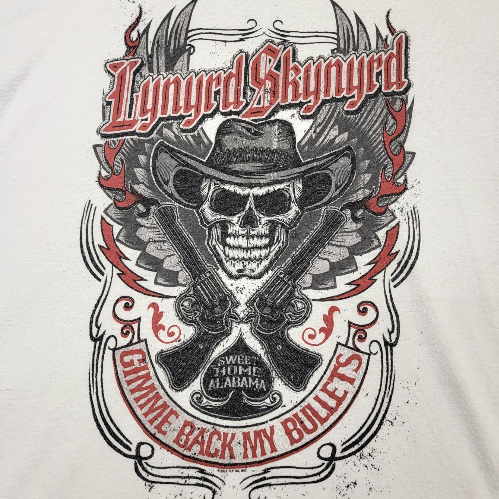 Vintage Lynyrd Skynyrd Skull T-Shirt Mens XL White Guns & Skull Sweet Home Alabama Shirt Size US XL / EU 56 / 4 - 2 Thumbnail