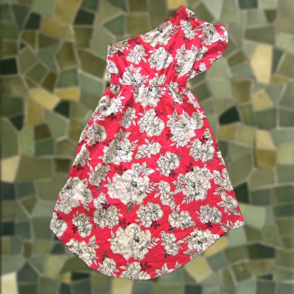 Pinko Angie Pink Ivory Black Floral One Shoulder Empire Waist Sun Dress Women Medium Size M / US 6-8 / IT 42-44 - 1 Thumbnail