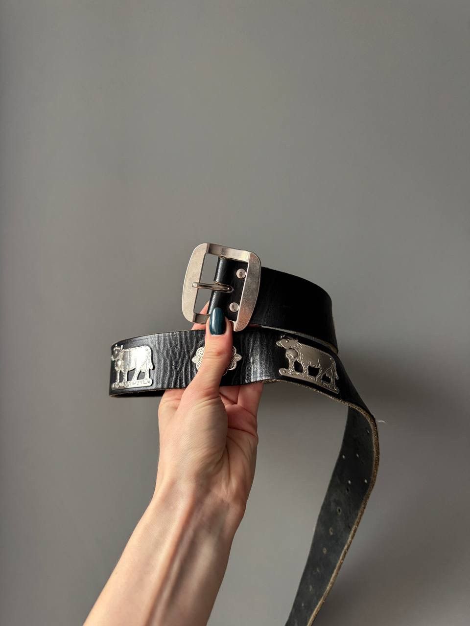 Etro ETRO Leather Belt Black Metal Patch Work 75/90 Size ONE SIZE - 1 Thumbnail