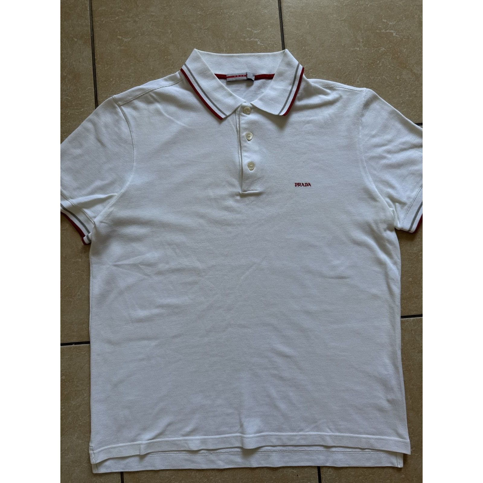 Prada Prada Vintage Contrast Tipped Mini Logo Polo Shirt Size US M / EU 48-50 / 2 - 2 Thumbnail