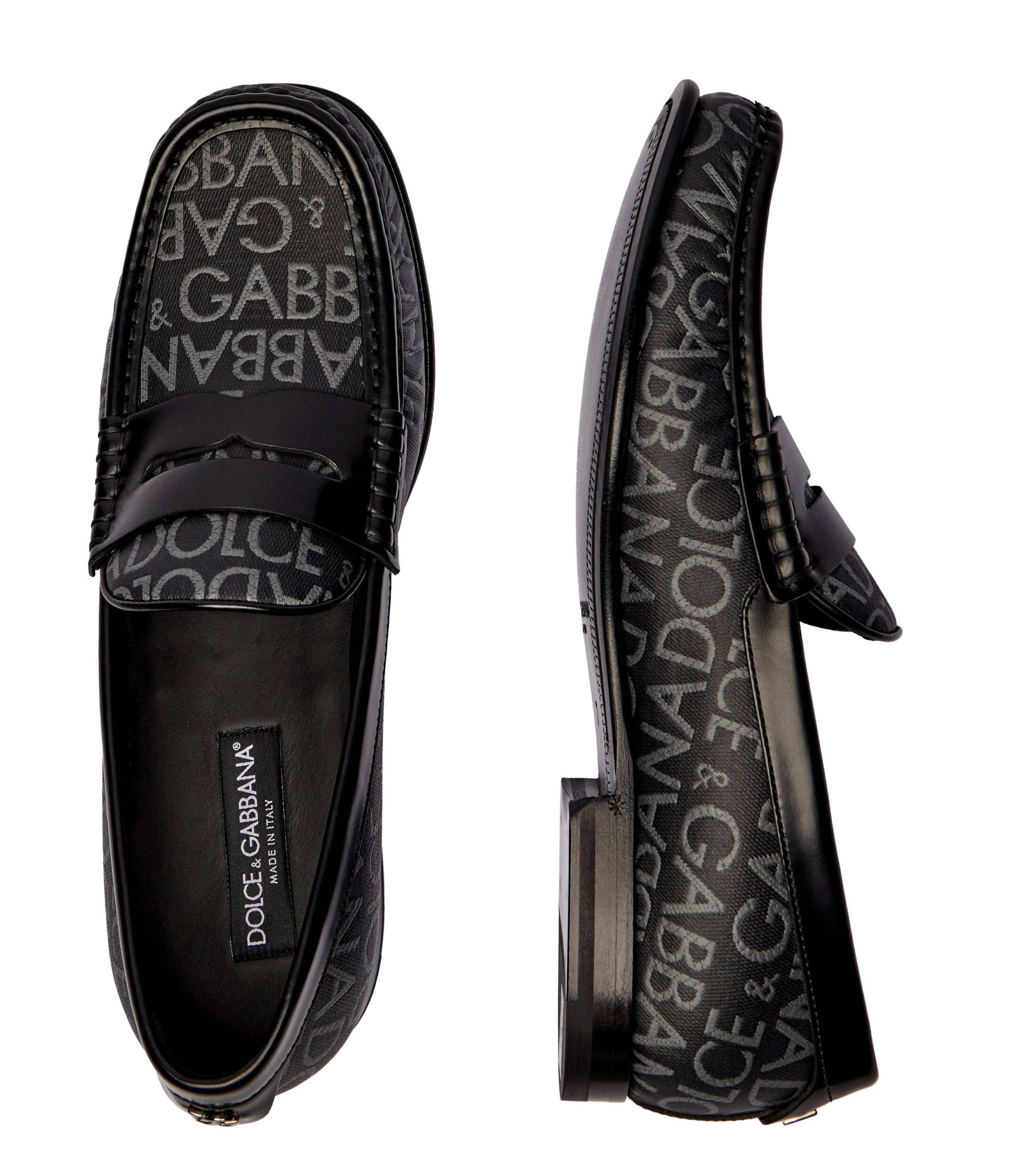 Dolce & Gabbana o1s22i1n0225 Jacquard Canvas Loafers in Grey Black Size US 10 / EU 43 - 7 Thumbnail
