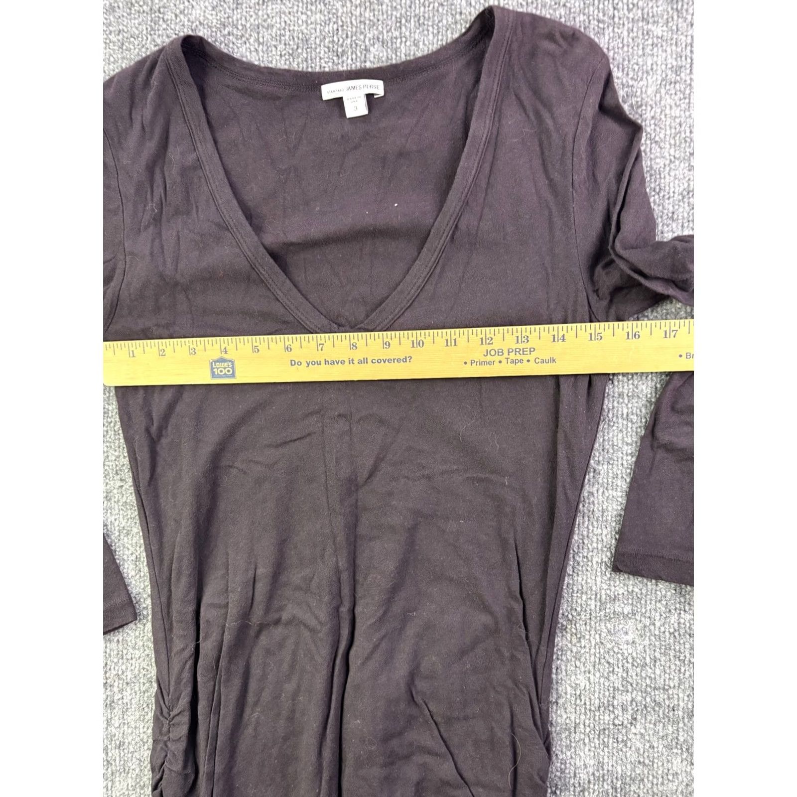 James Perse VINTAGE? No. James Perse Dress Womens 3 Purple Ruched V Neck Long Sleeve Midi Bodycon WJE6085 Size XS / US 0-2 / IT 36-38 - 3 Thumbnail
