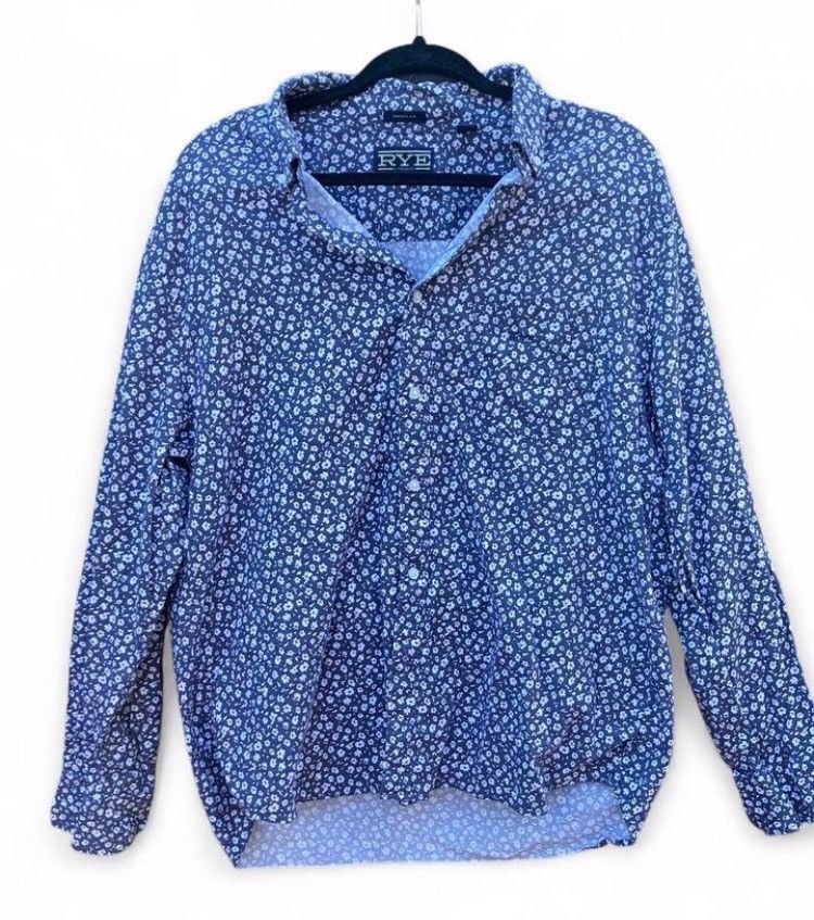 Rye Decker Blue Rye Navy Floral Print Shirt Size US XL / EU 56 / 4 - 1 Thumbnail