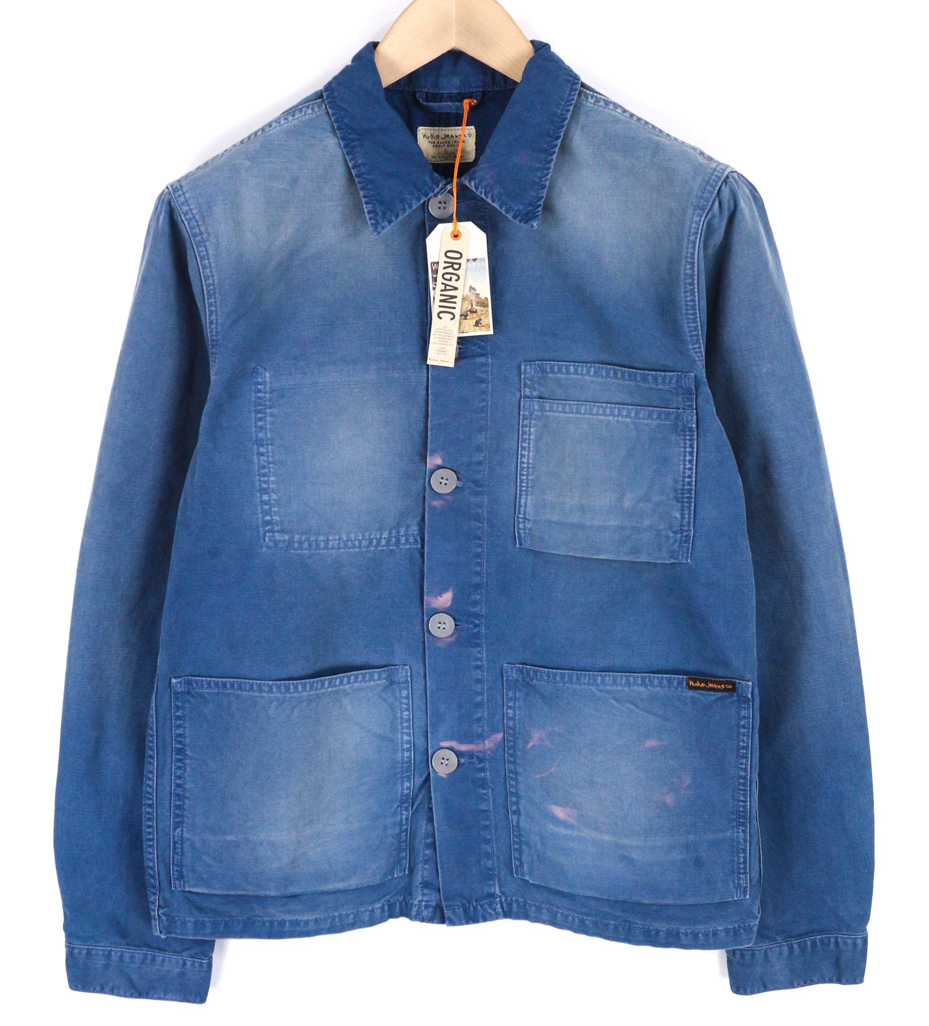 Nudie Jeans PAUL S Worker Oden Blue Washed Polo Unlined Jacket 82415 Size US S / EU 44-46 / 1 - 1 Thumbnail