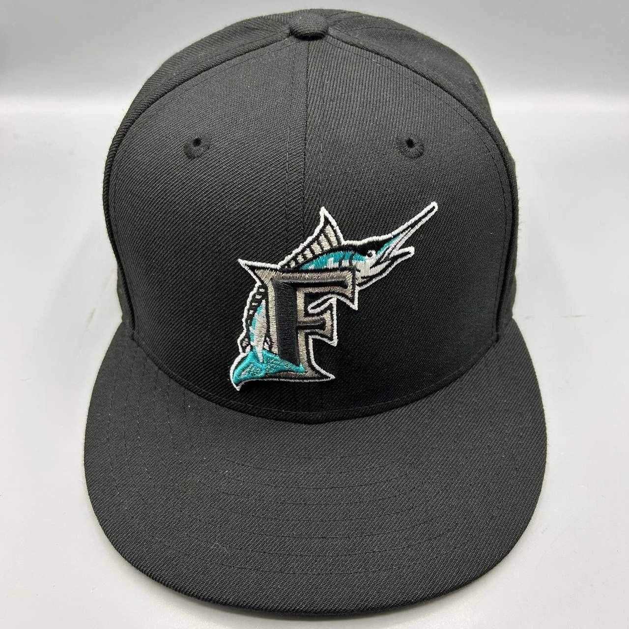 New Era Florida Marlins Hat Men 7 3/8 Black Gray MLB Fitted Cap Wool Size ONE SIZE - 1 Thumbnail