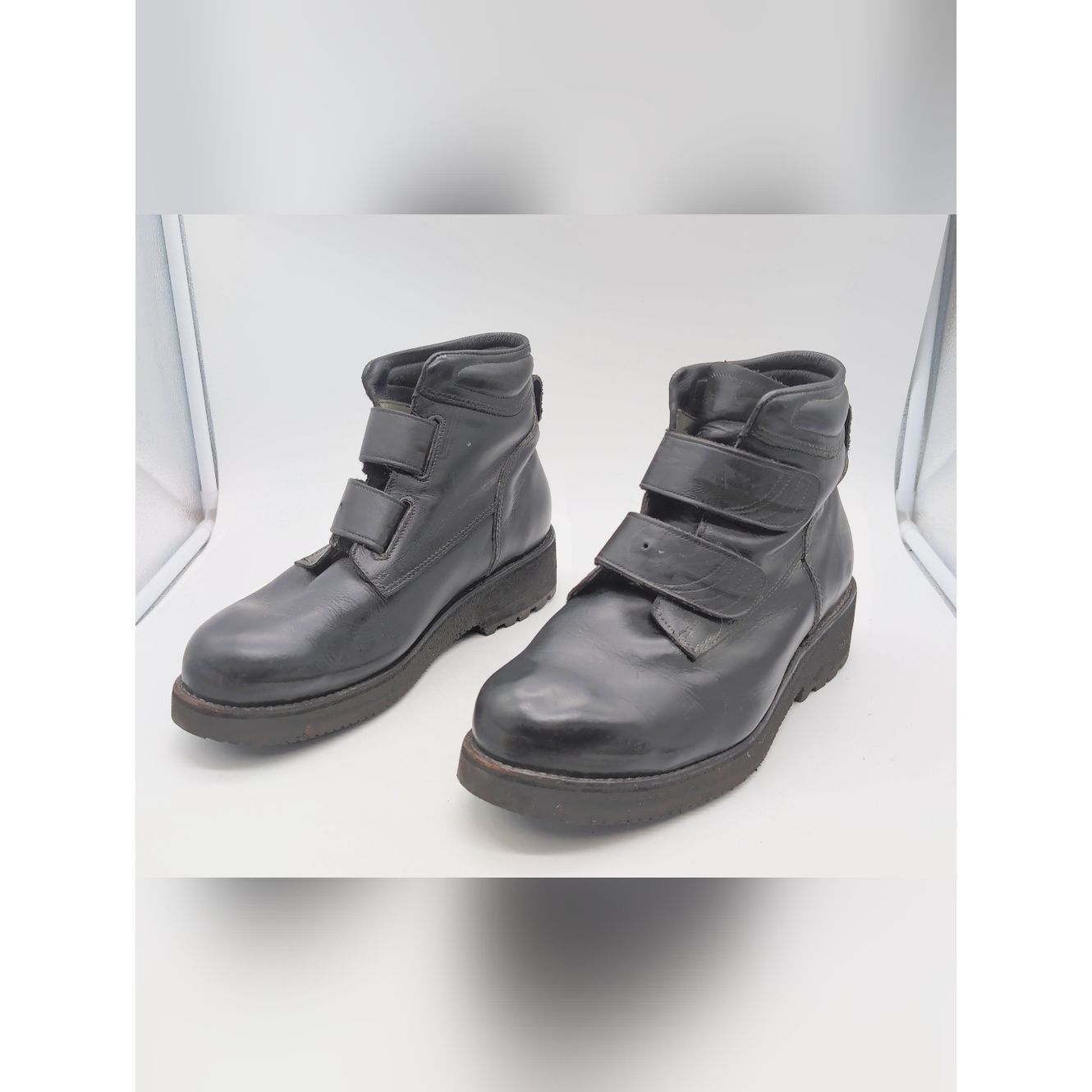 Vintage Chippewa 1131 Sz 12 Men's Black Leather Hook And Lo