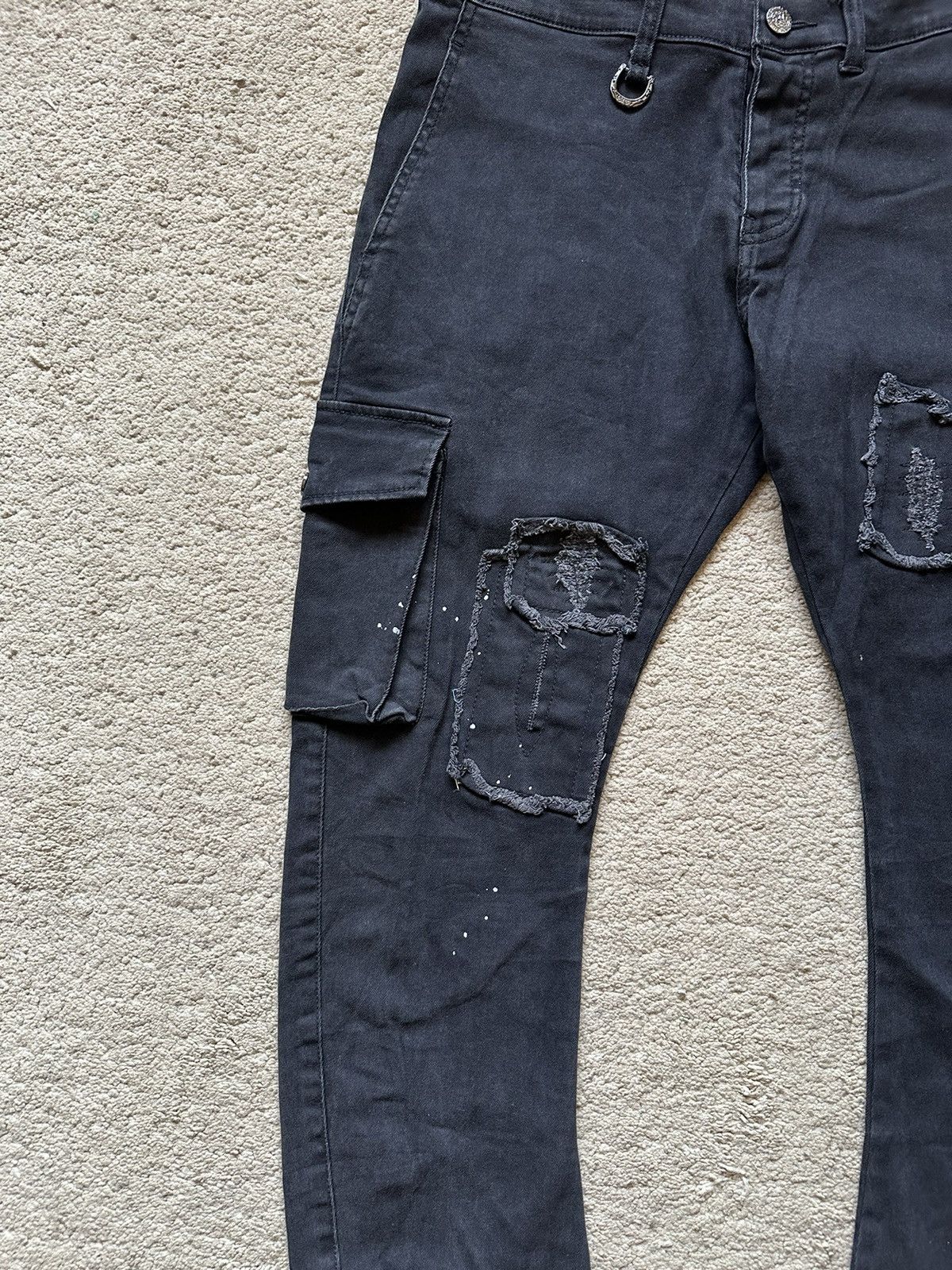 Japanese Brand 2000s Artemis Patchwork with Splatter Paint cargo J cut Pant Size US 32 / EU 48 - 2 Thumbnail