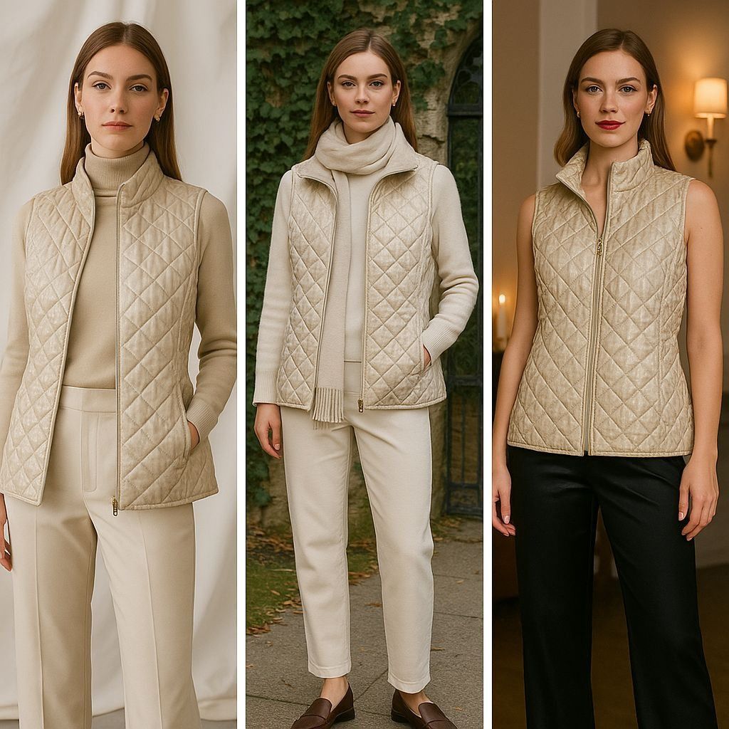 Other Onque Casual Women’s Quilted Vest Gold S Metallic Layering O Size S / US 4 / IT 40 - 1 Thumbnail