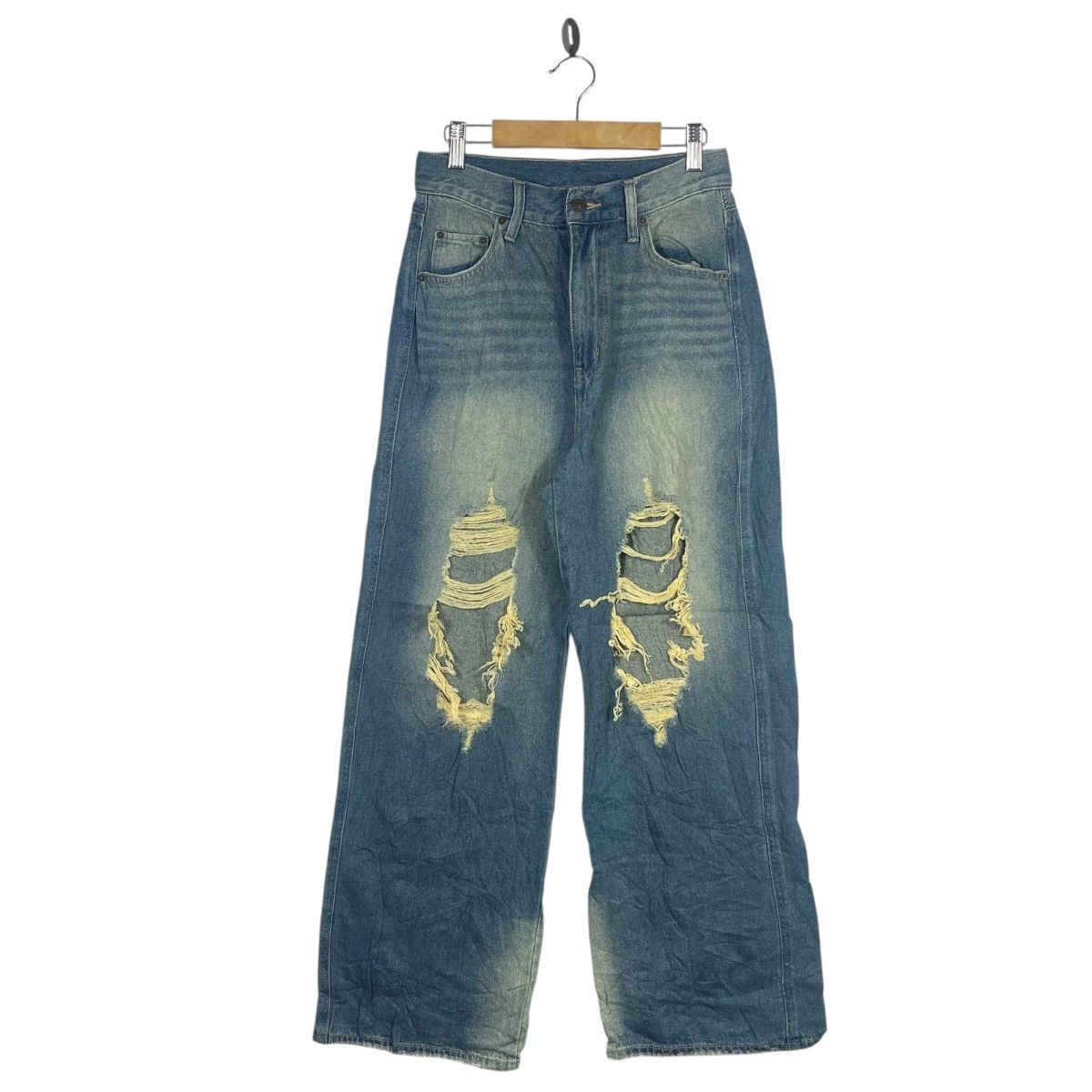 Vintage Vintage WEGO Distressed Wide Leg Denim Jeans Baggy Japanese Size US 26 / EU 42 - 1 Thumbnail