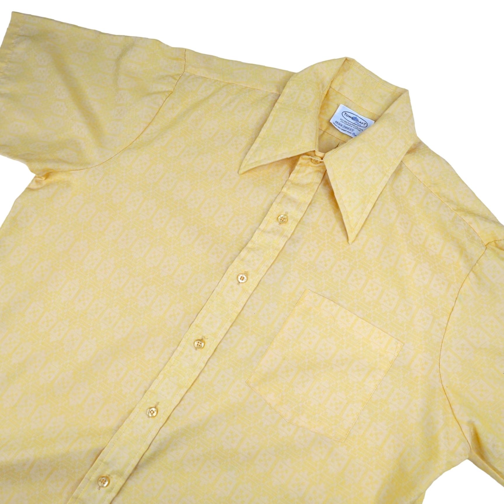 Vintage VINTAGE TownCraft Pennys Button-Up Shirt Short Sleeve Large Yellow Polyester Allover Design Mens 70s Size US L / EU 52-54 / 3 - 2 Thumbnail
