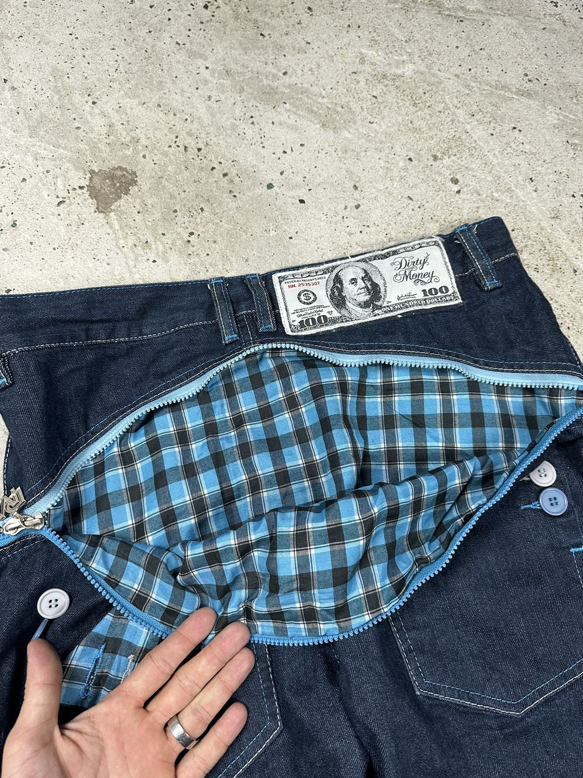 JNCO × Vintage Vintage Y2K Dirty Money Baggy Denim Pants Jeans Size US 34 / EU 50 - 13 Thumbnail