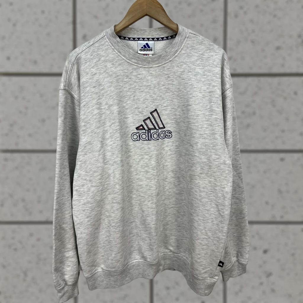 Adidas Vintage 90s Adidas Sweatshirt Grey Heather Crewneck Logo Mens Size L Size US L / EU 52-54 / 3 - 1 Thumbnail