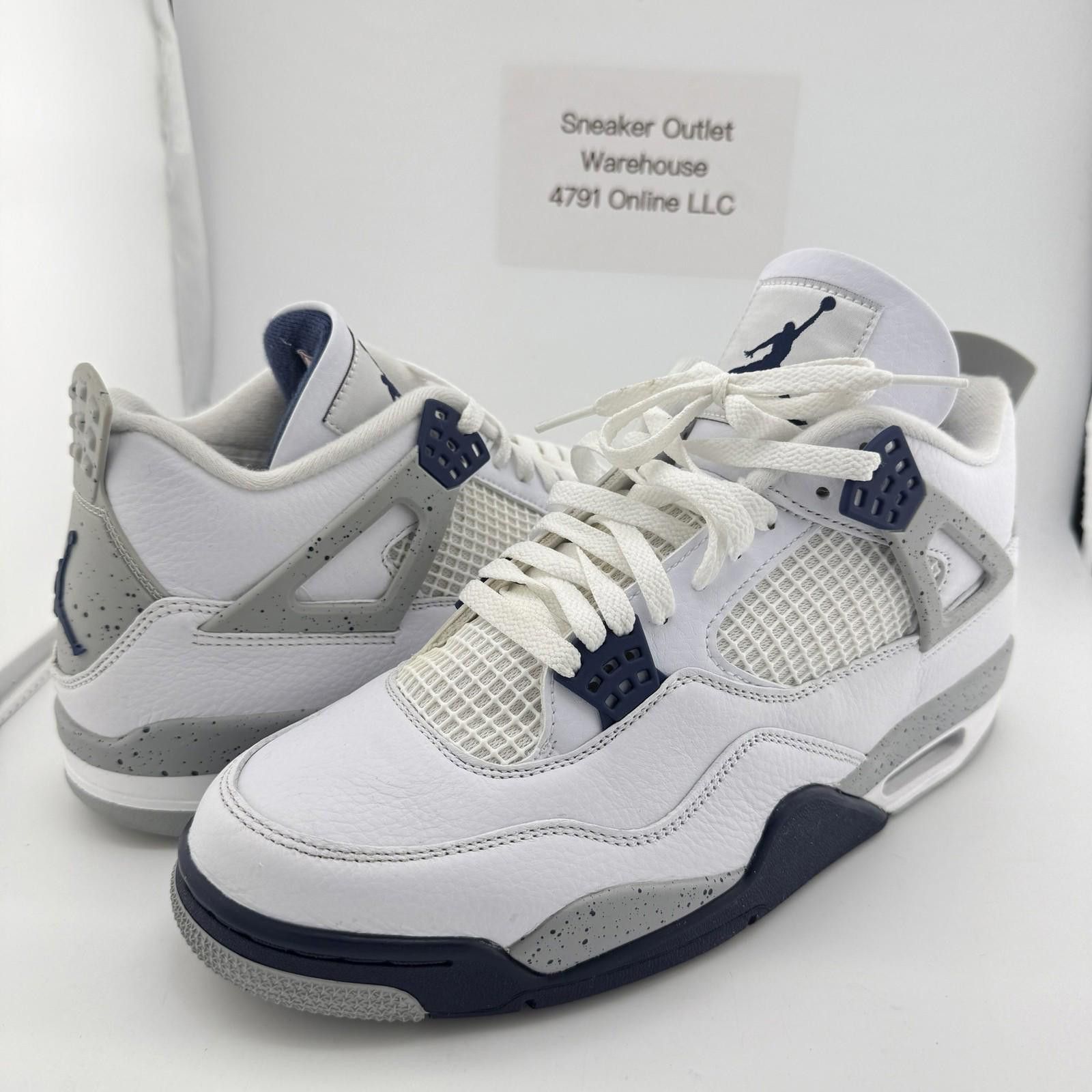 Nike Air Jordan 4 Retro White Midnight Navy 11.5 Size US 11.5 / EU 44-45 - 1 Thumbnail