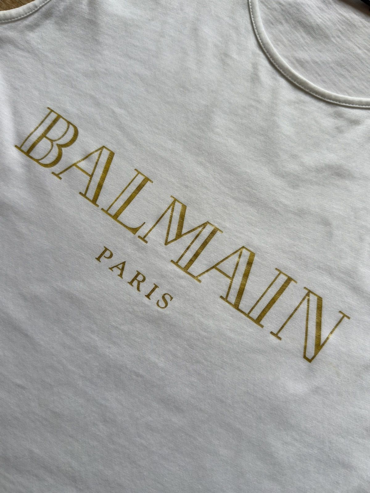 Balmain Balmain White Gold Logo Lion Shoulder Button Sleeveless tee Size S / US 4 / IT 40 - 9 Thumbnail