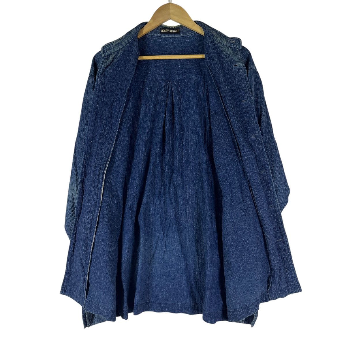 Issey Miyake 90s Issey Miyake Indigo Shirt Oversized Jacket Colar Less Size US L / EU 52-54 / 3 - 8 Thumbnail