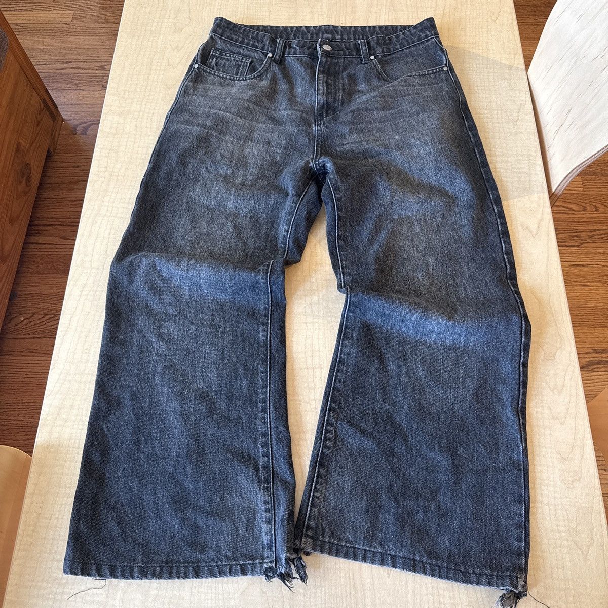 basketcase gallery basketcase flair flare denim faded black | Grailed
