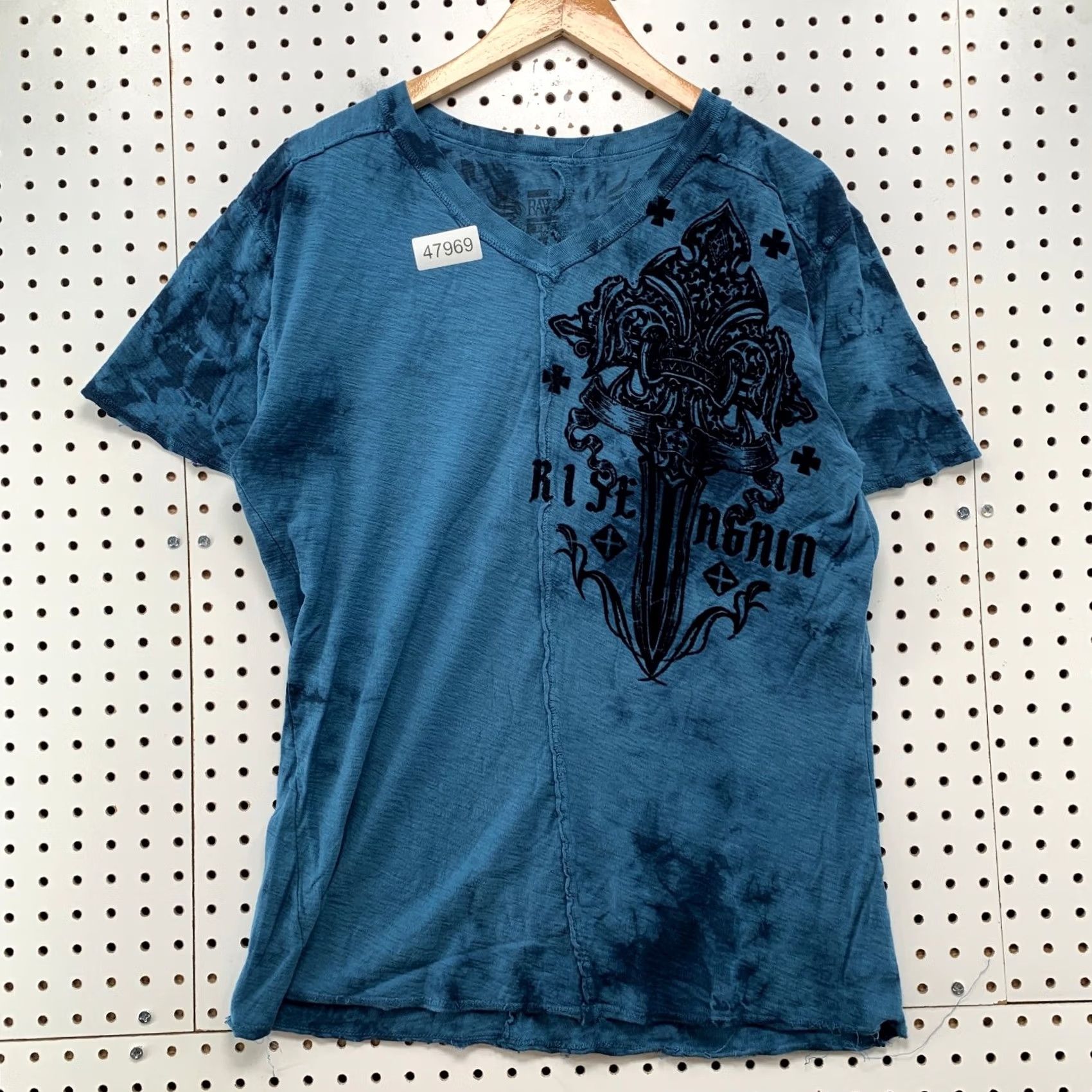 Southpole VINTAGE Southpole Shirt Mens M Blue Gothic Cross Wings Y2K Graphic Print Short Sleeve Crew Neck Size US M / EU 48-50 / 2 - 2 Thumbnail