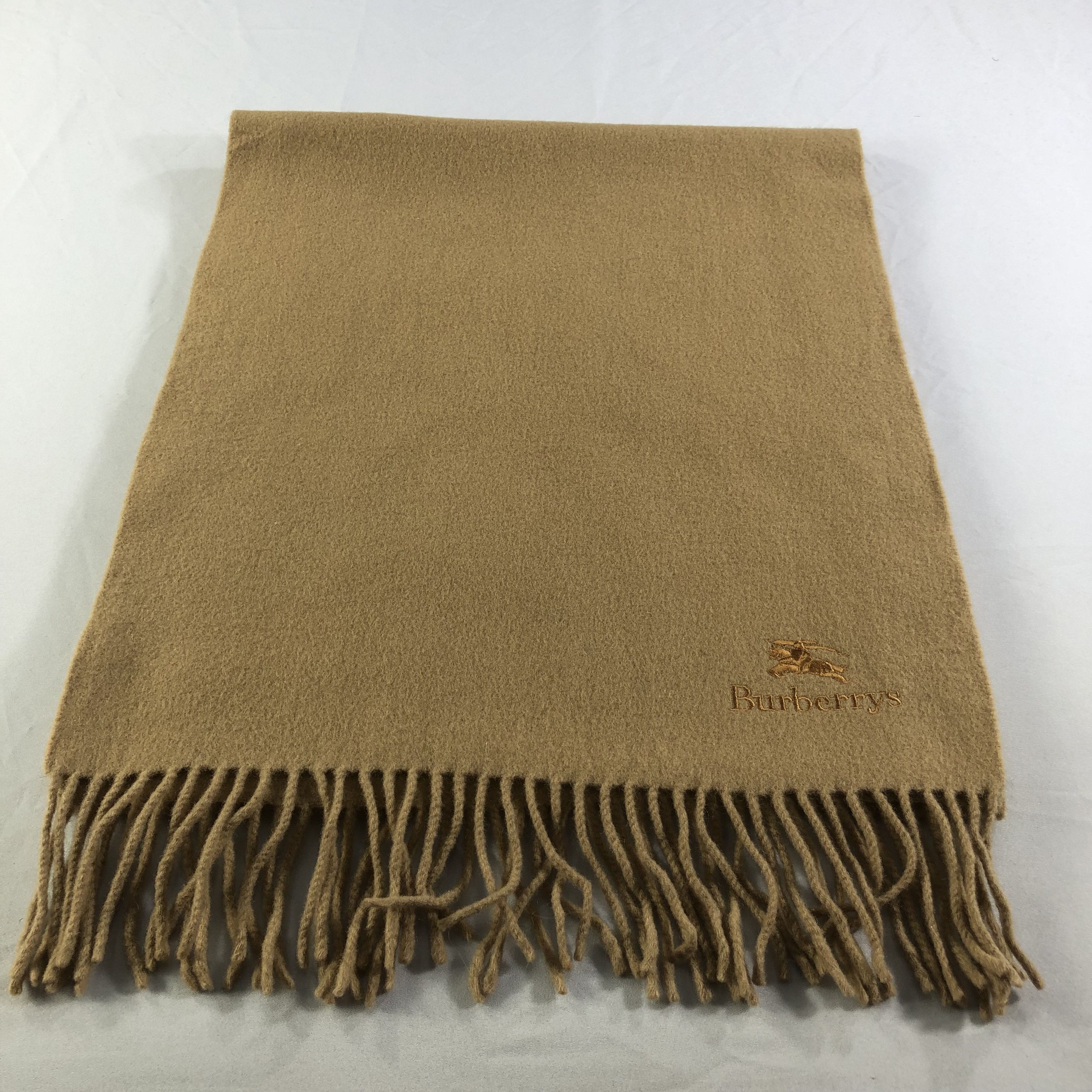 Burberry Burberrys Plain Tan Wool Scarf Muffler V1648 Size ONE SIZE - 2 Thumbnail