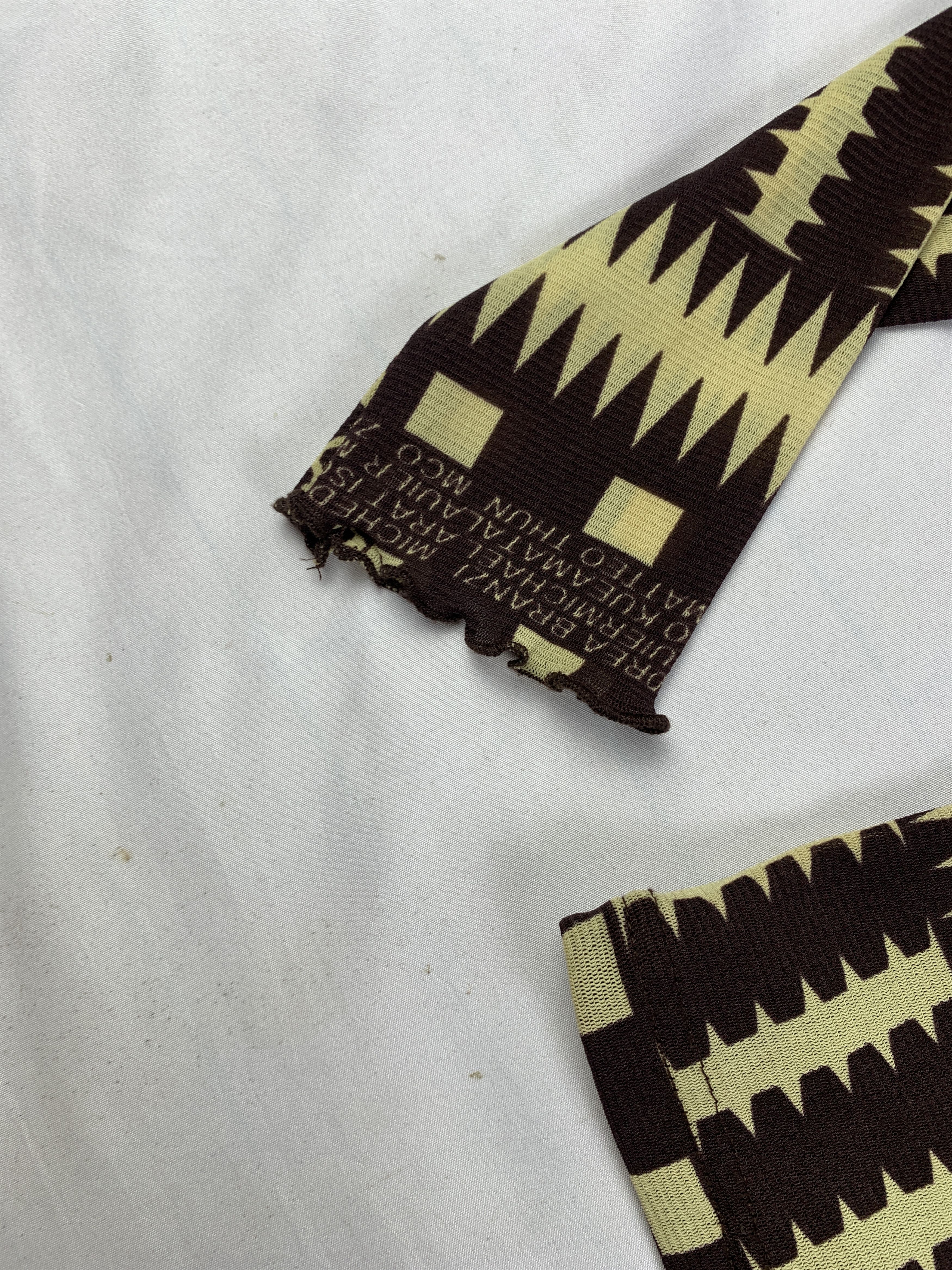 Japanese Brand Dan Mey Brown Memphis Zigzag Mesh Top (S) Size S / US 4 / IT 40 - 4 Thumbnail