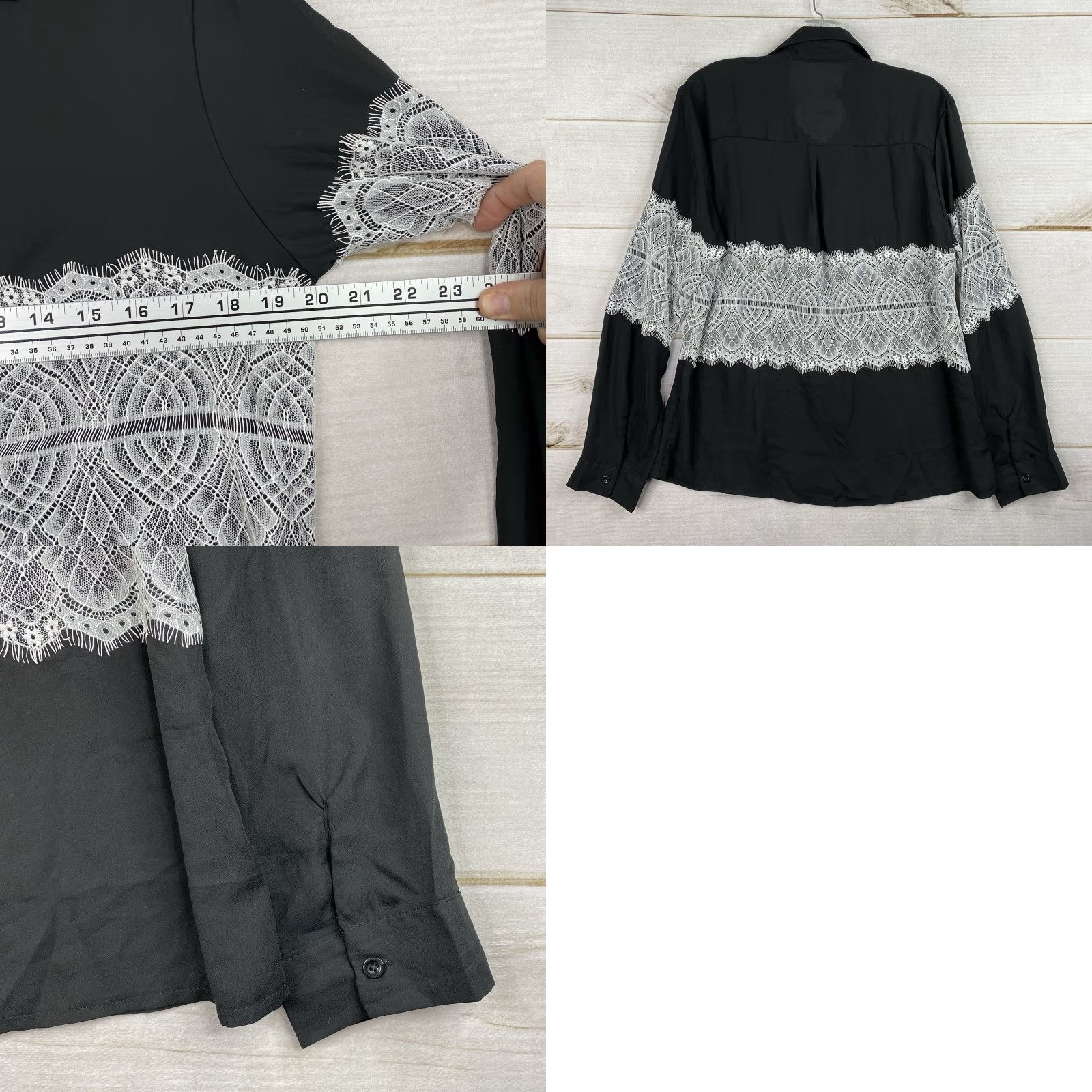 Vintage Simply Couture Button-Up Top Womens S Black Lace Long Sleeve Lightweight Collared Shirt Size S / US 4 / IT 40 - 8 Thumbnail
