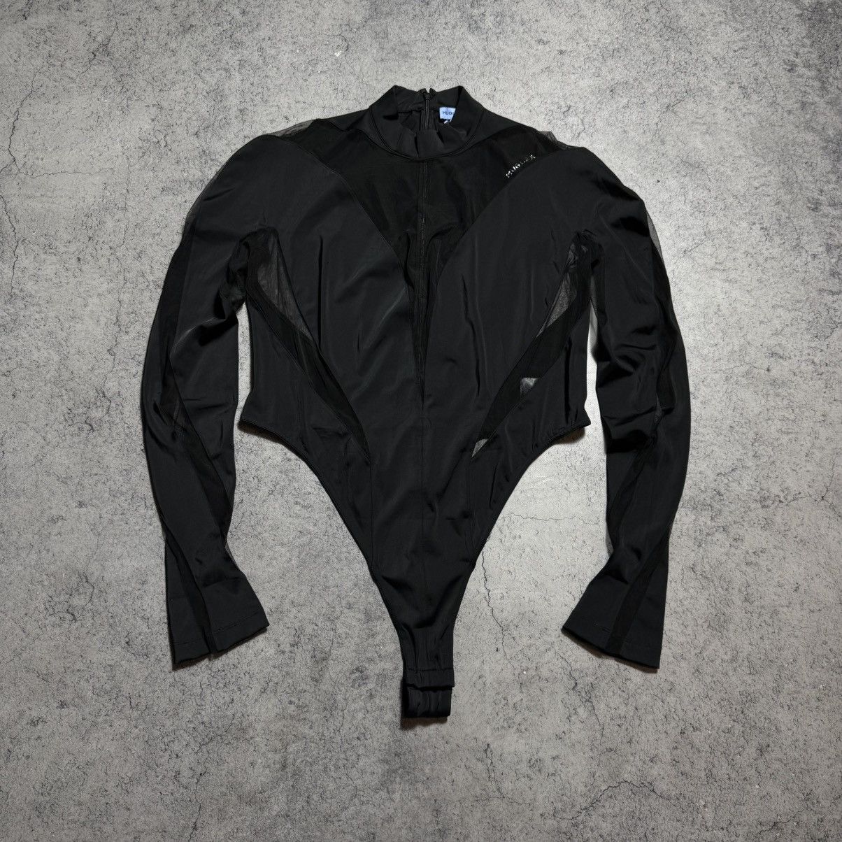 Rare Mugler X H&M Black Mesh Panel Bodysuit