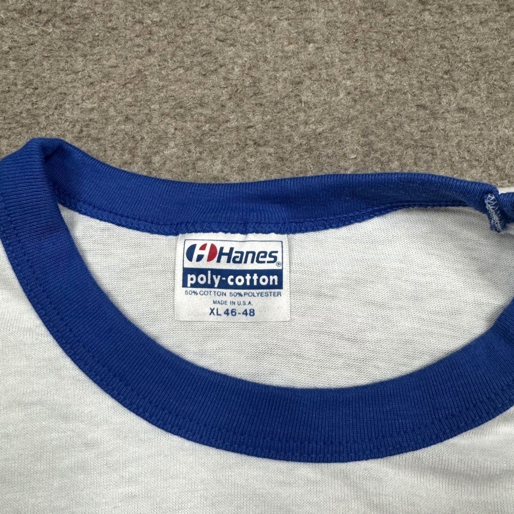 Hanes VINTAGE Hanes LA Dodgers Ringer T Shirt XL White Baseball Tee 1983 90s Disney Mickey Mouse Logo Men X L White 80s 90s Shirt Mens Size US XL / EU 56 / 4 - 4 Thumbnail