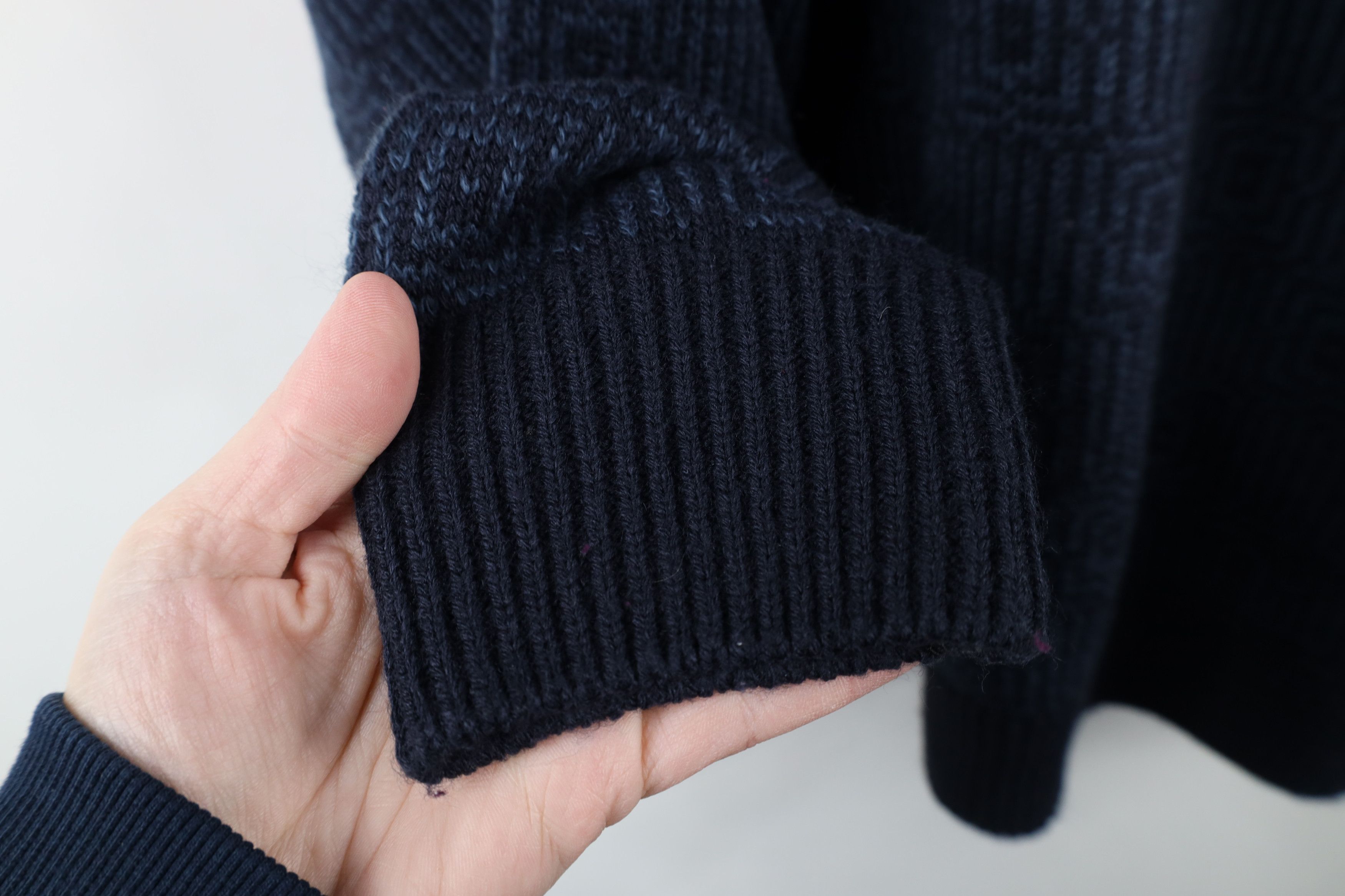 Vintage Vintage 90s Streetwear Geometric Knit Crewneck Sweater Blue Size US XL / EU 56 / 4 - 6 Thumbnail