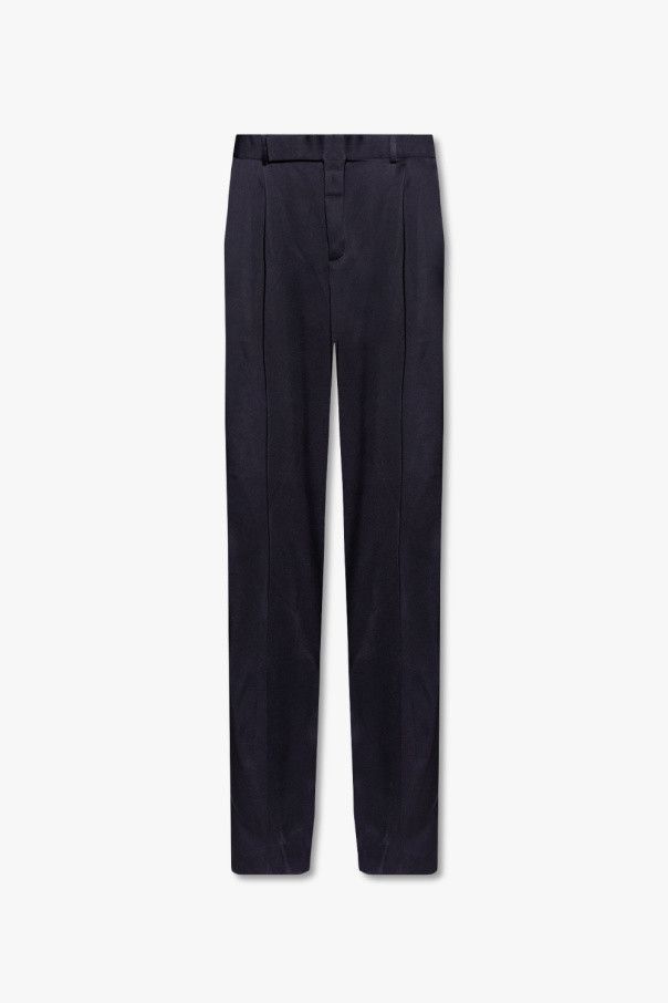 o1s1wg110724 Flared Pants in Crepe Satin in Navy Blue