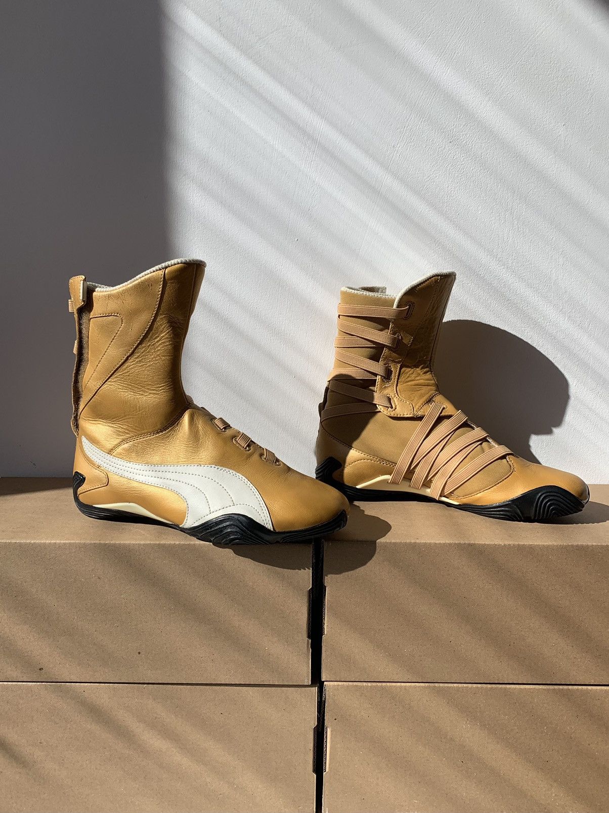 image of 2000’S Puma Hi Mosto Boxing Boots in Gold, Women's (Size 7)