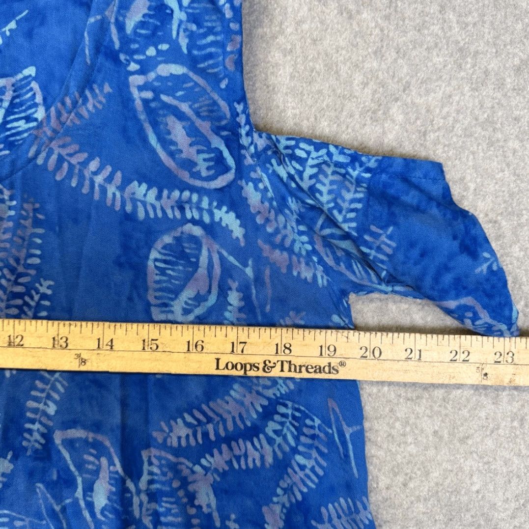 Soft Surroundings Soft Surroundings Dress Womens Medium Blue Batik Floral Cold Shoulder Knee Length A-Line Shirt? Size M / US 6-8 / IT 42-44 - 6 Thumbnail