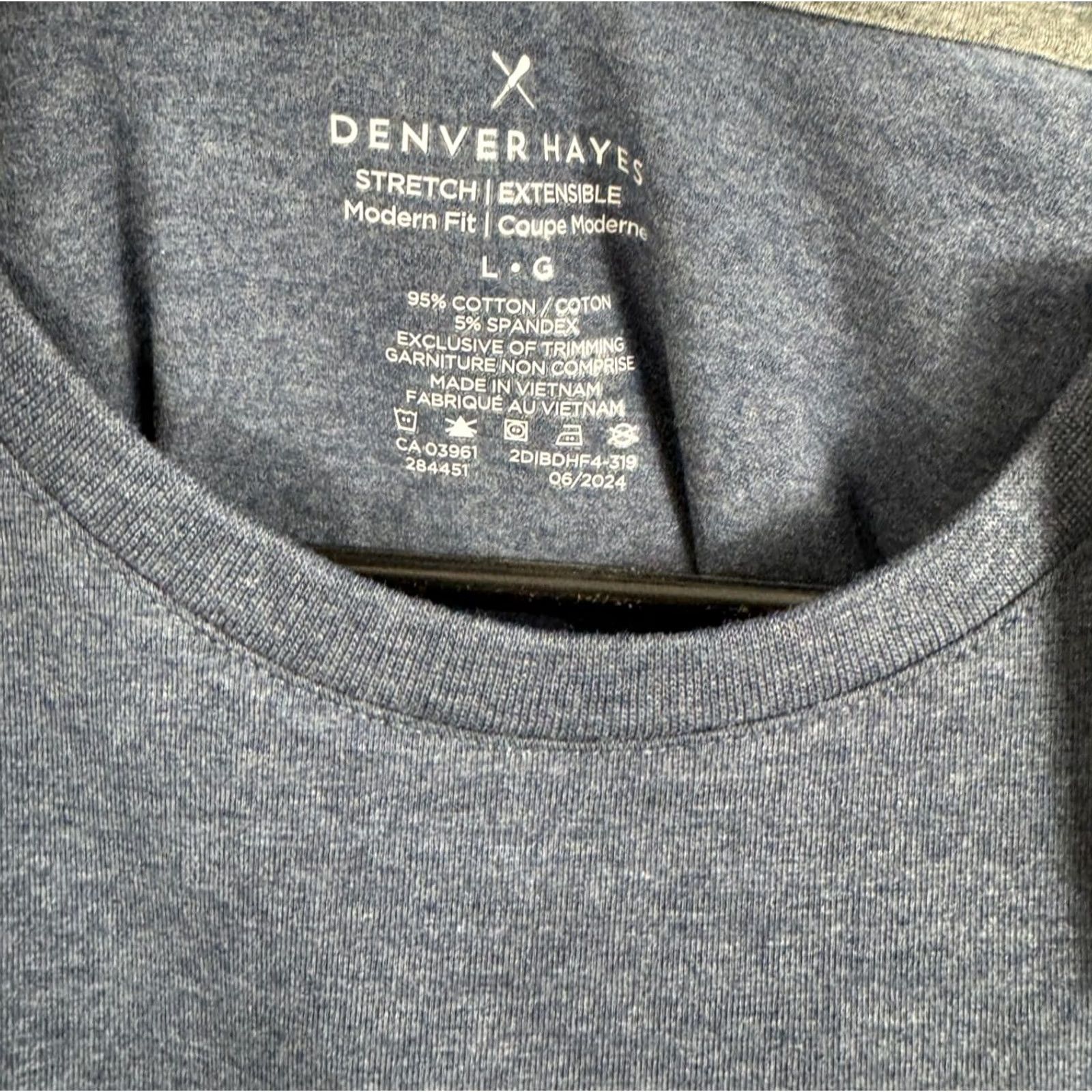 Vintage Denver Hayes Modern Fit Stretch Tee Shirt Blue S/S Mens Large NEW Size US L / EU 52-54 / 3 - 2 Thumbnail