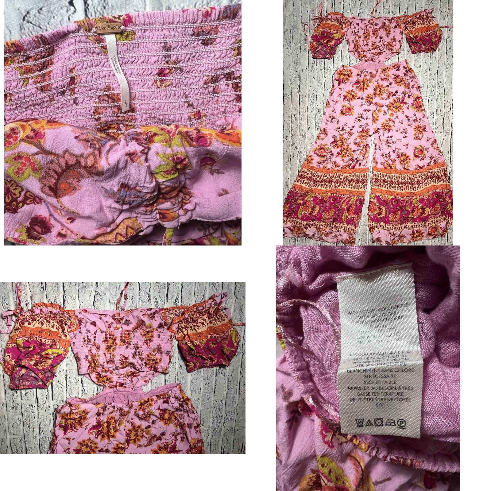 Free People Free People Jumpsuit Women's Casual One-Piece Short Sleeve Pink Bali Citrus Skies Cutout L Size 36" / US 14 / IT 50 - 8 Thumbnail