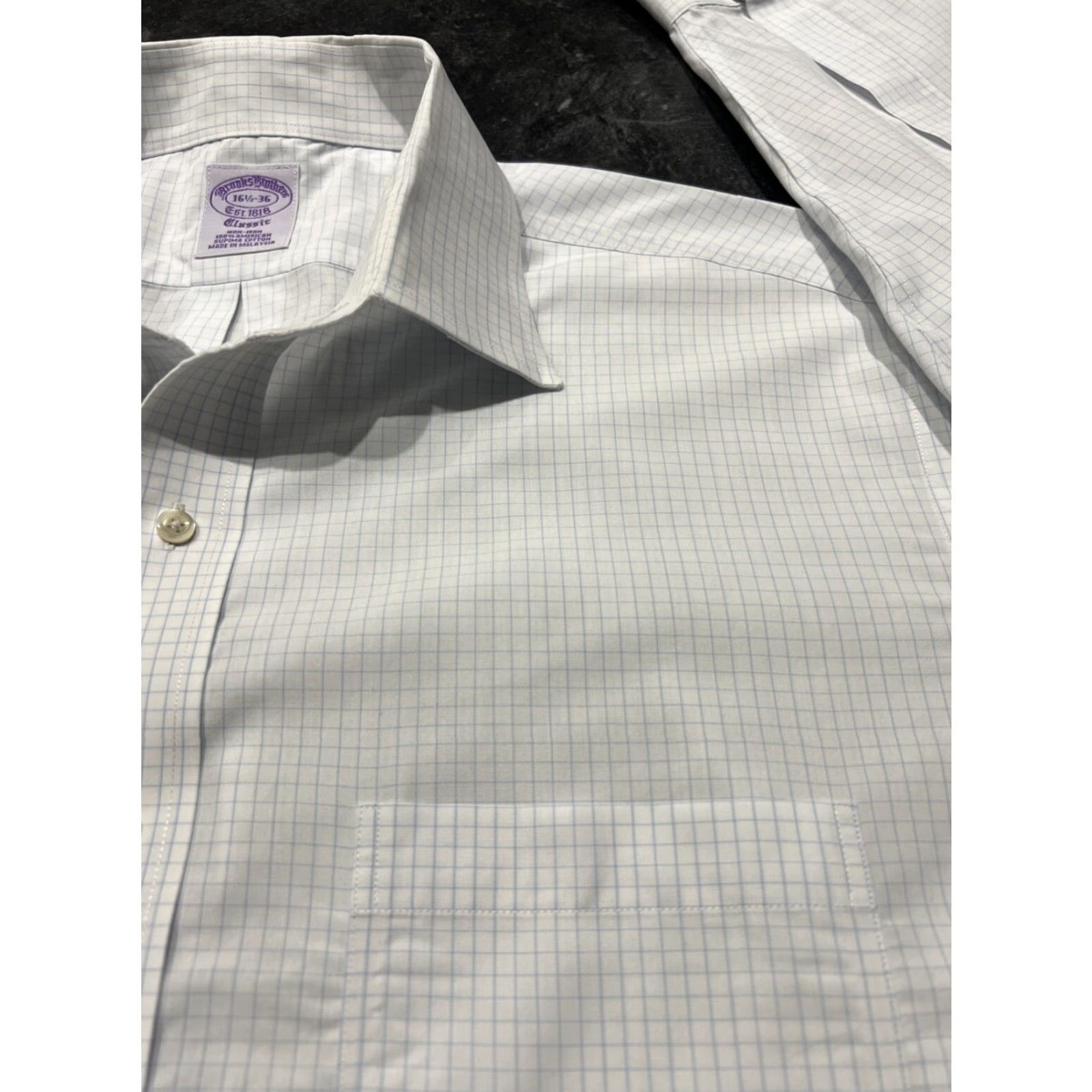 Brooks Brothers Brooks Brothers Dress Shirt Men’s 16.5/36 Long Sleeve Plaid Button Up Cotton Blue Check Mens Size 42R - 3 Thumbnail