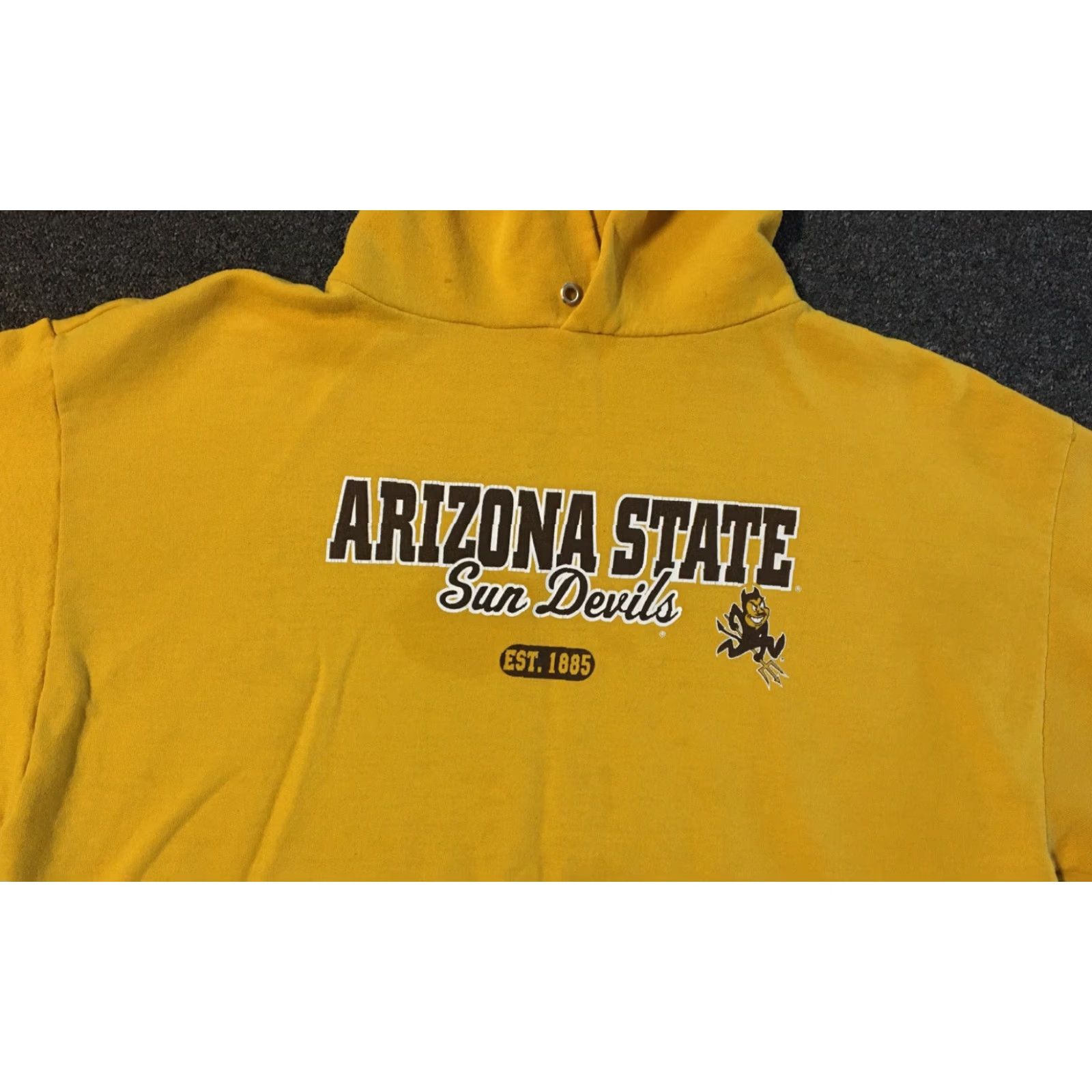 Vintage VINTAGE ASU 90s Hoodies Sweatshirt L Yellow Arizona State University Faded Spellout Hoodie Mens Size US L / EU 52-54 / 3 - 4 Thumbnail