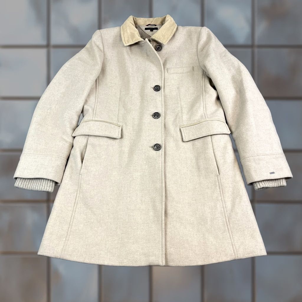 Tommy Hilfiger Tommy Hilfiger Coat Womens Cream Wool Corduroy Collar Knit Cuffs XL Designer Size XL / US 12-14 / IT 48-50 - 1 Thumbnail